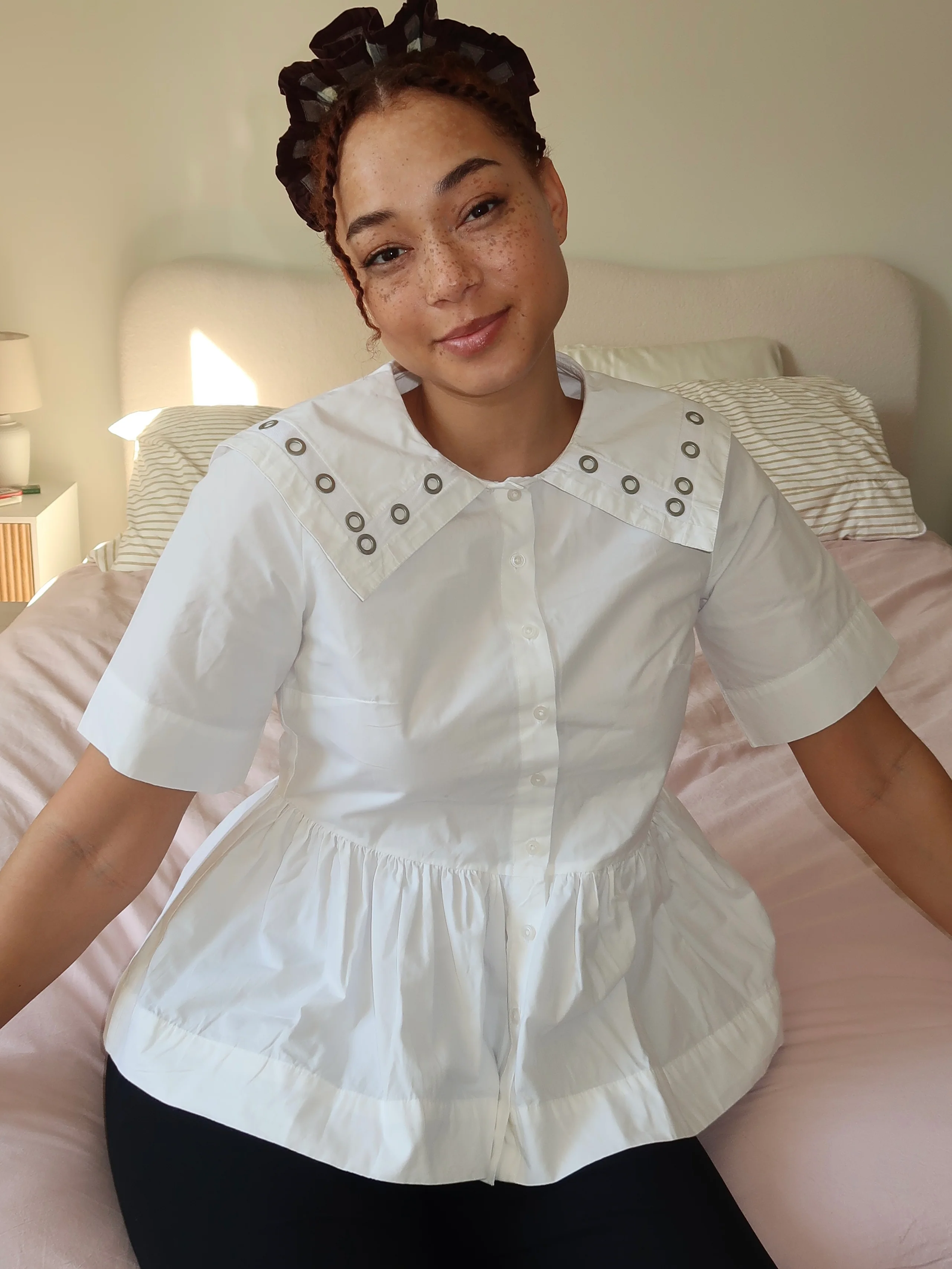 Cyrus Eyelet Blouse in White