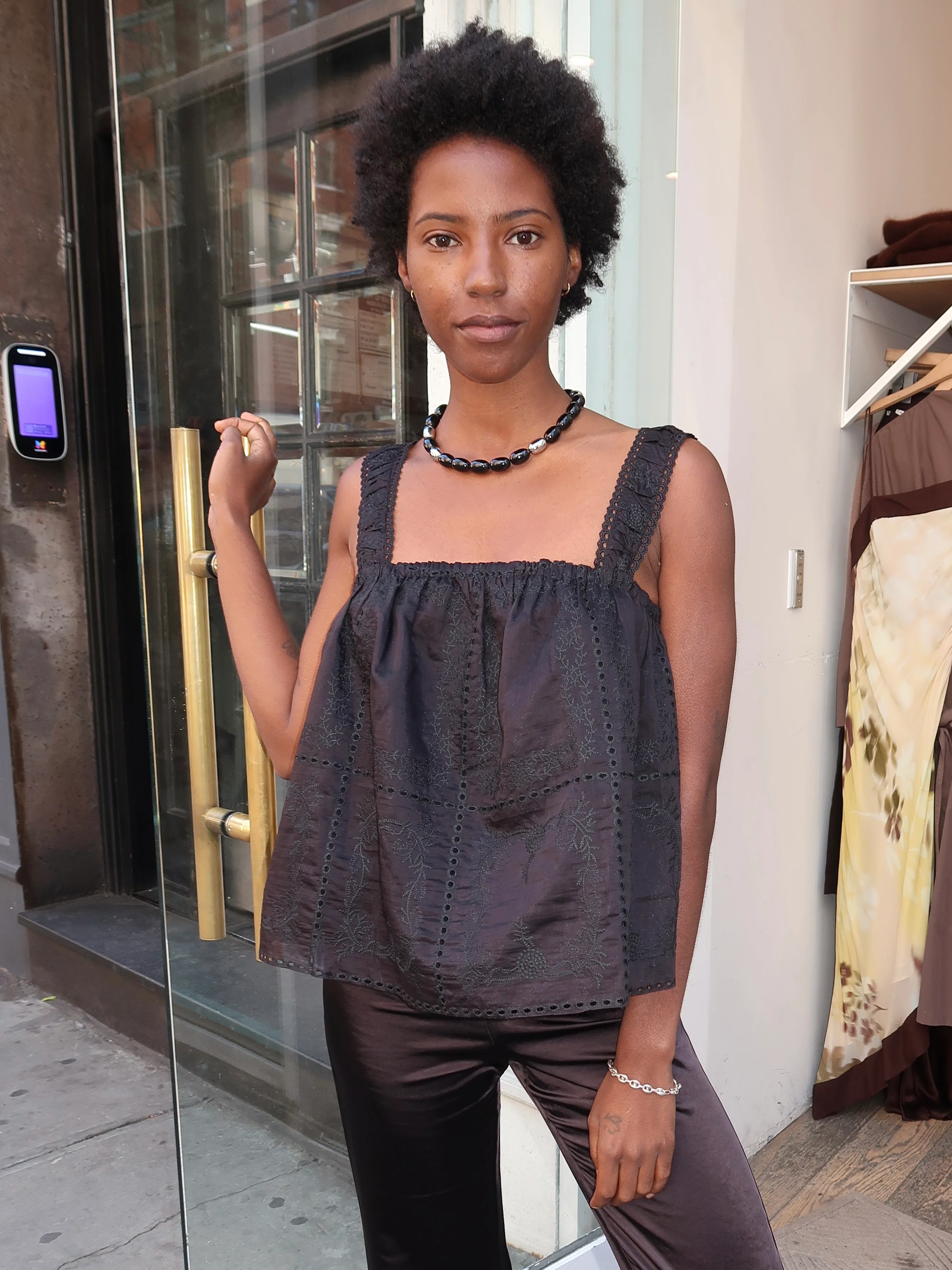 Dakota Top in Black Embroidery