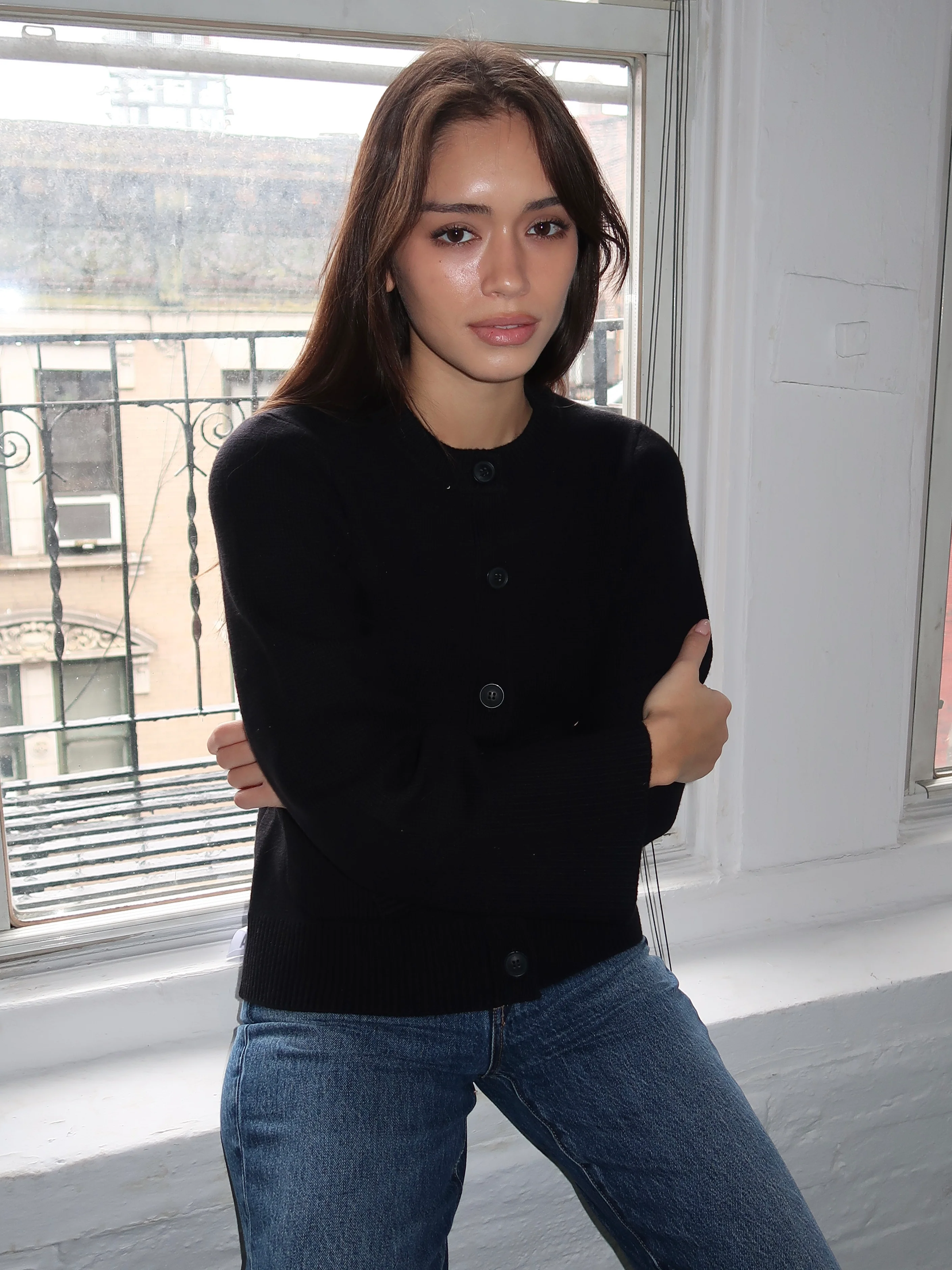 Dani Cinched Waist Cardigan in Noir - Image 4