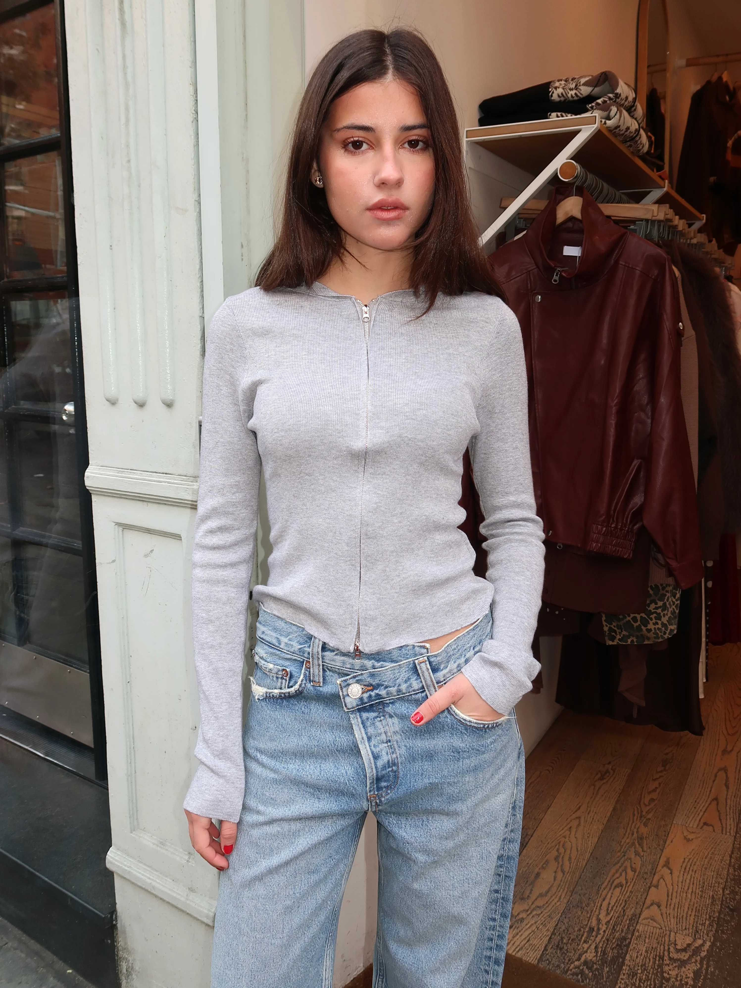 Danica Zip Up in H.Grey - Image 4