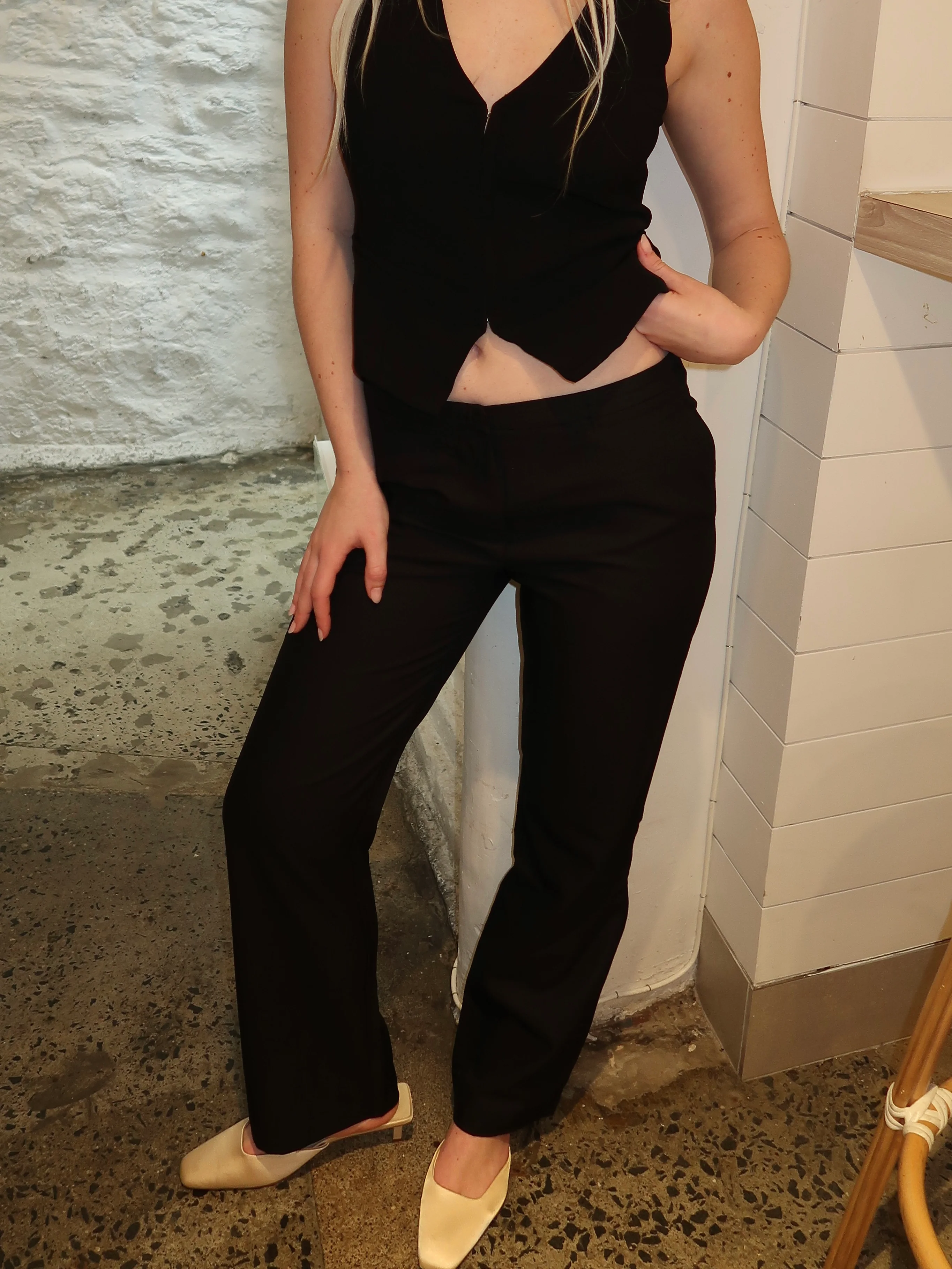 Daryl Hook & Eye Trousers in Black - Image 2