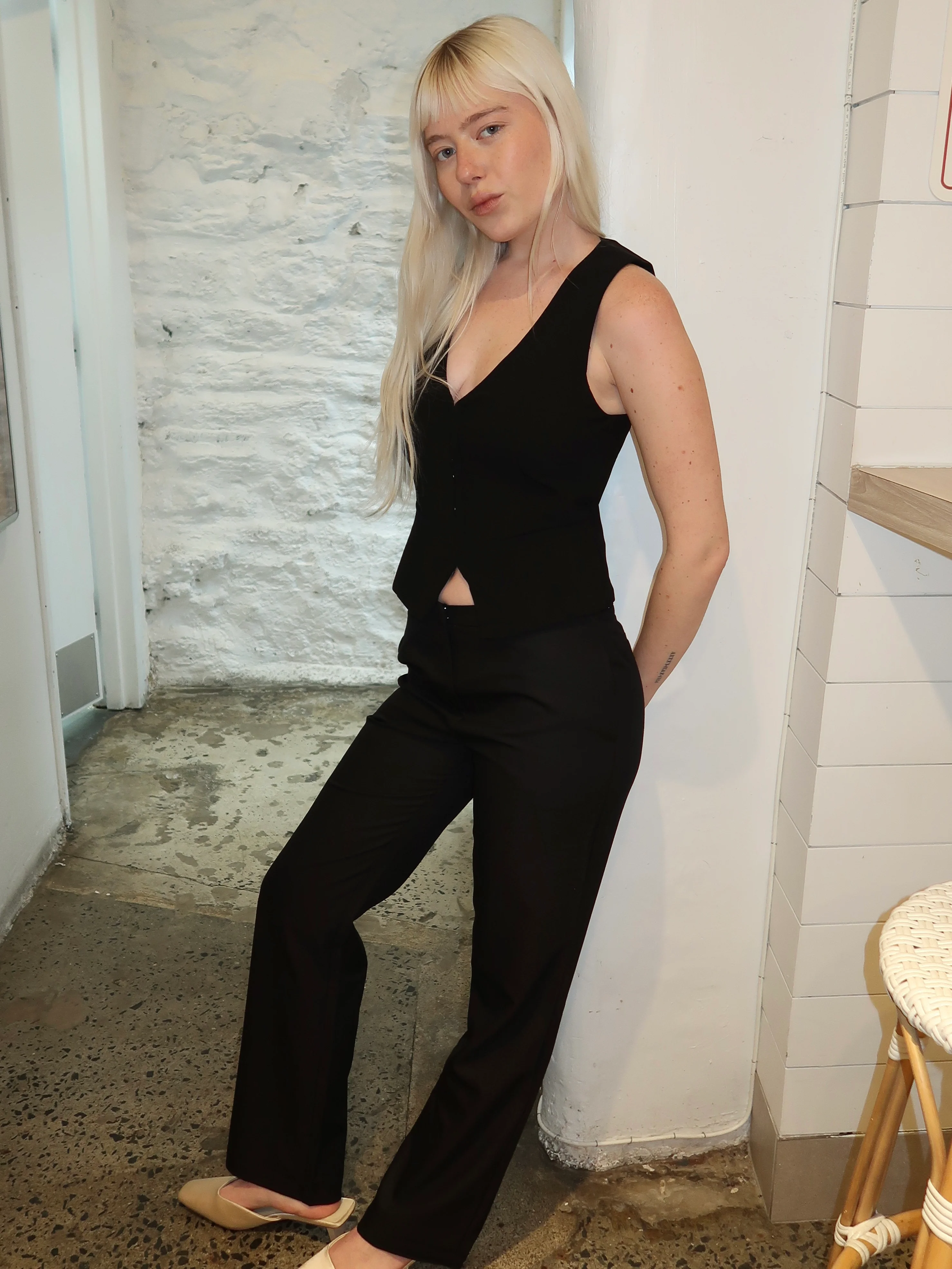 Daryl Hook & Eye Trousers in Black - Image 4