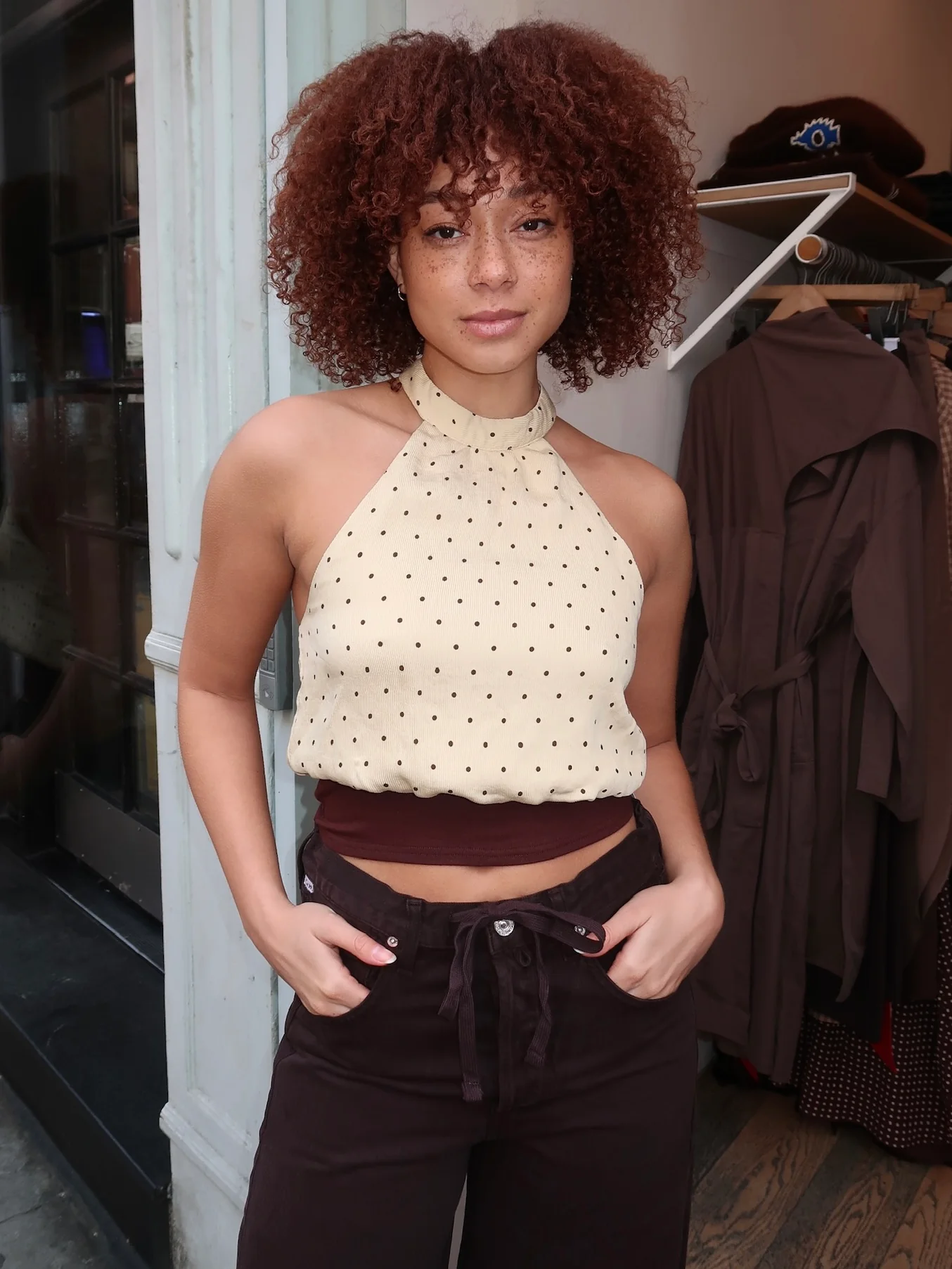 Declan Halter Top in Butter Dot Multi