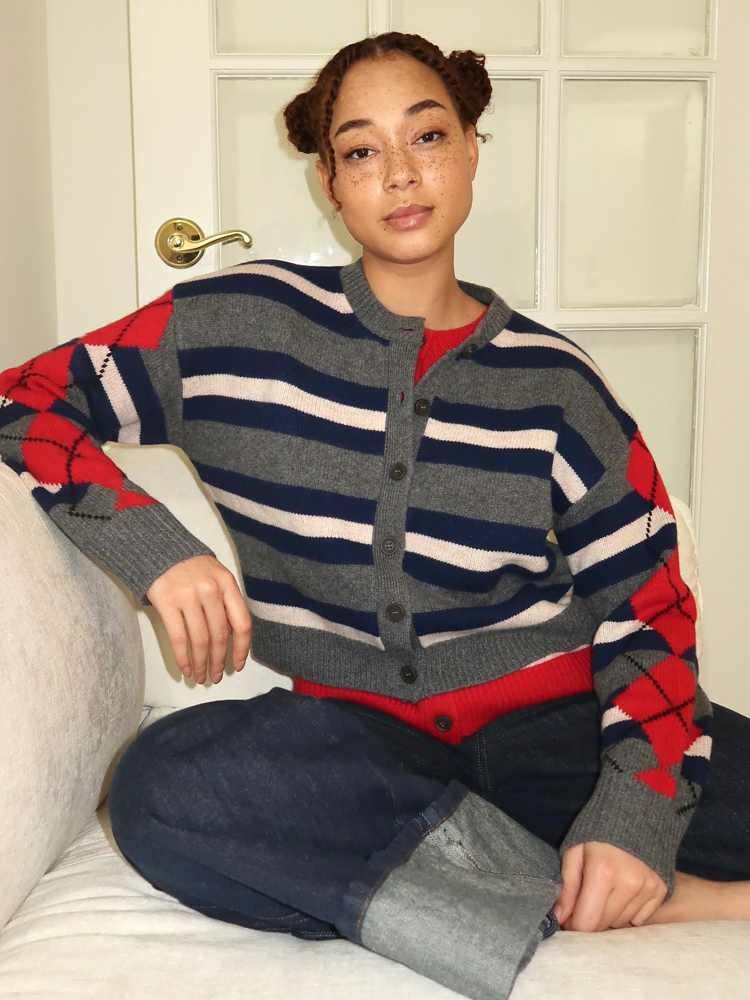 Didi Cardigan in Argyle Stripe Multi - Image 4