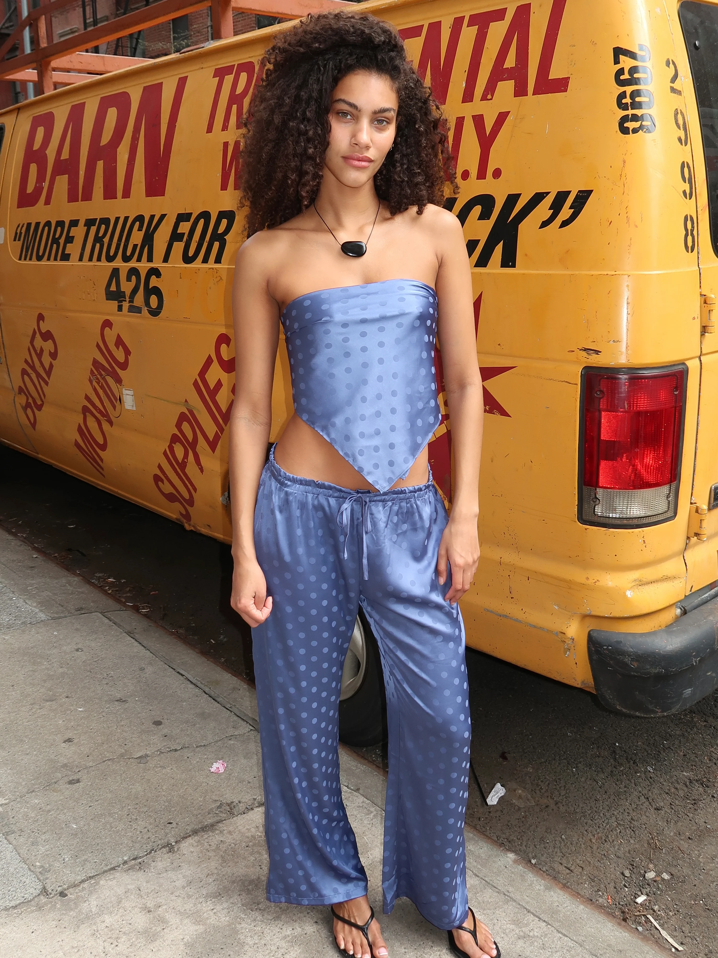 Dior Silky Pants + Scarf in Blue Dot