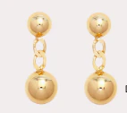 Double Ball Drop Earrings in Gold
