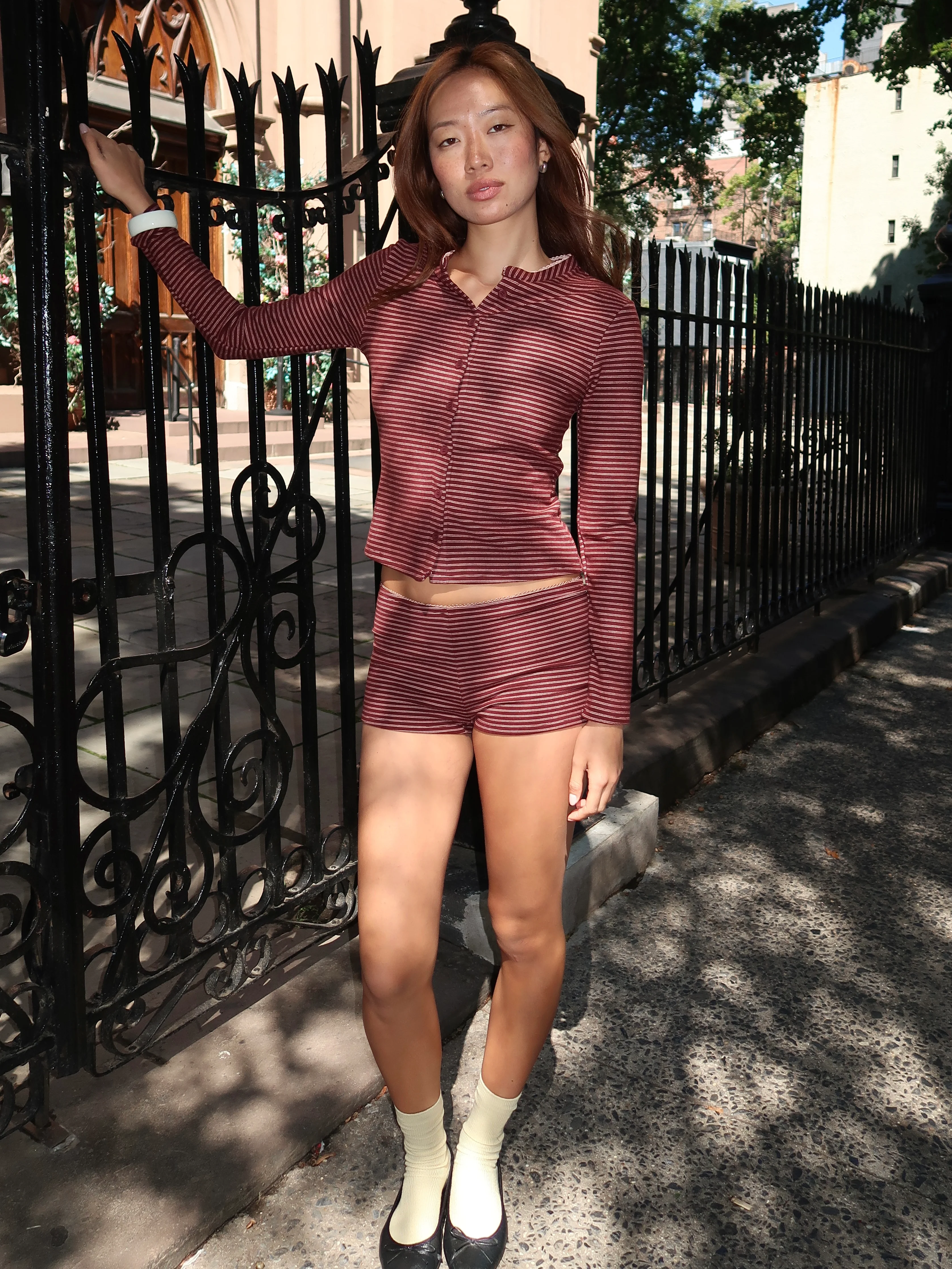 Dumas Knit Shorts in Soft Berry - Image 4