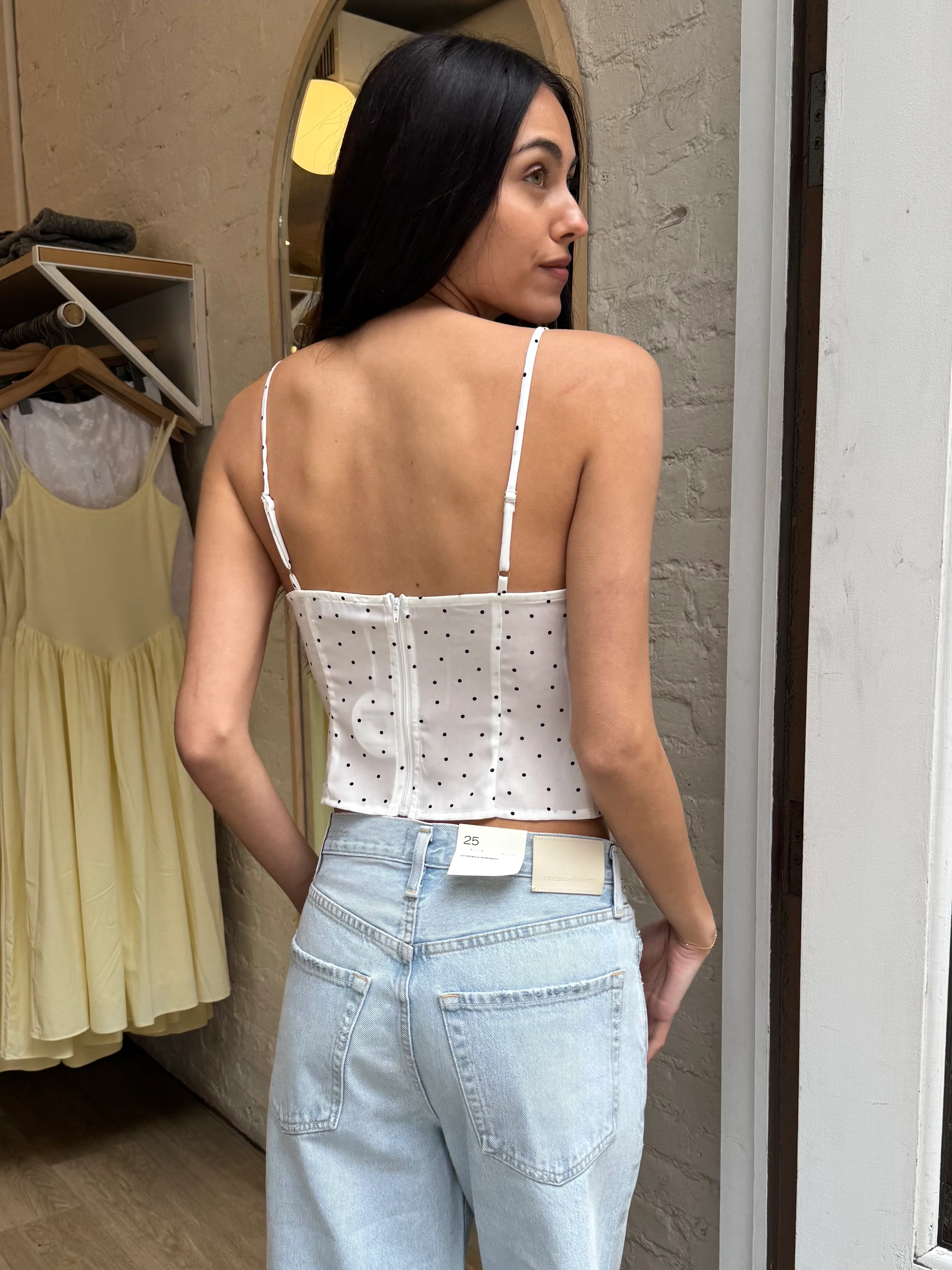 Dunkle Tank Top in Off-White Polka Dot - Image 3