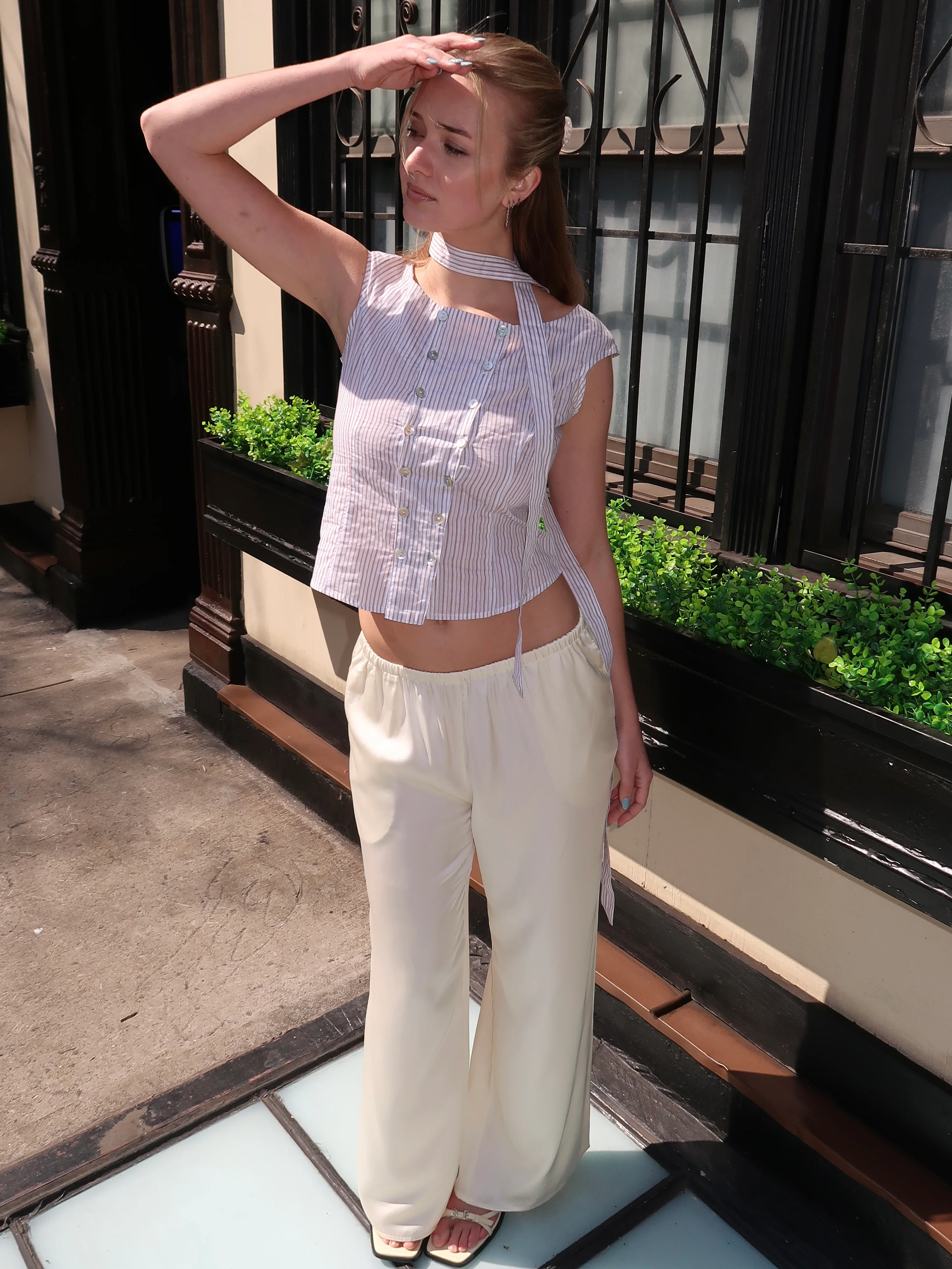 Dunn Silky Pants in Cream - Image 2