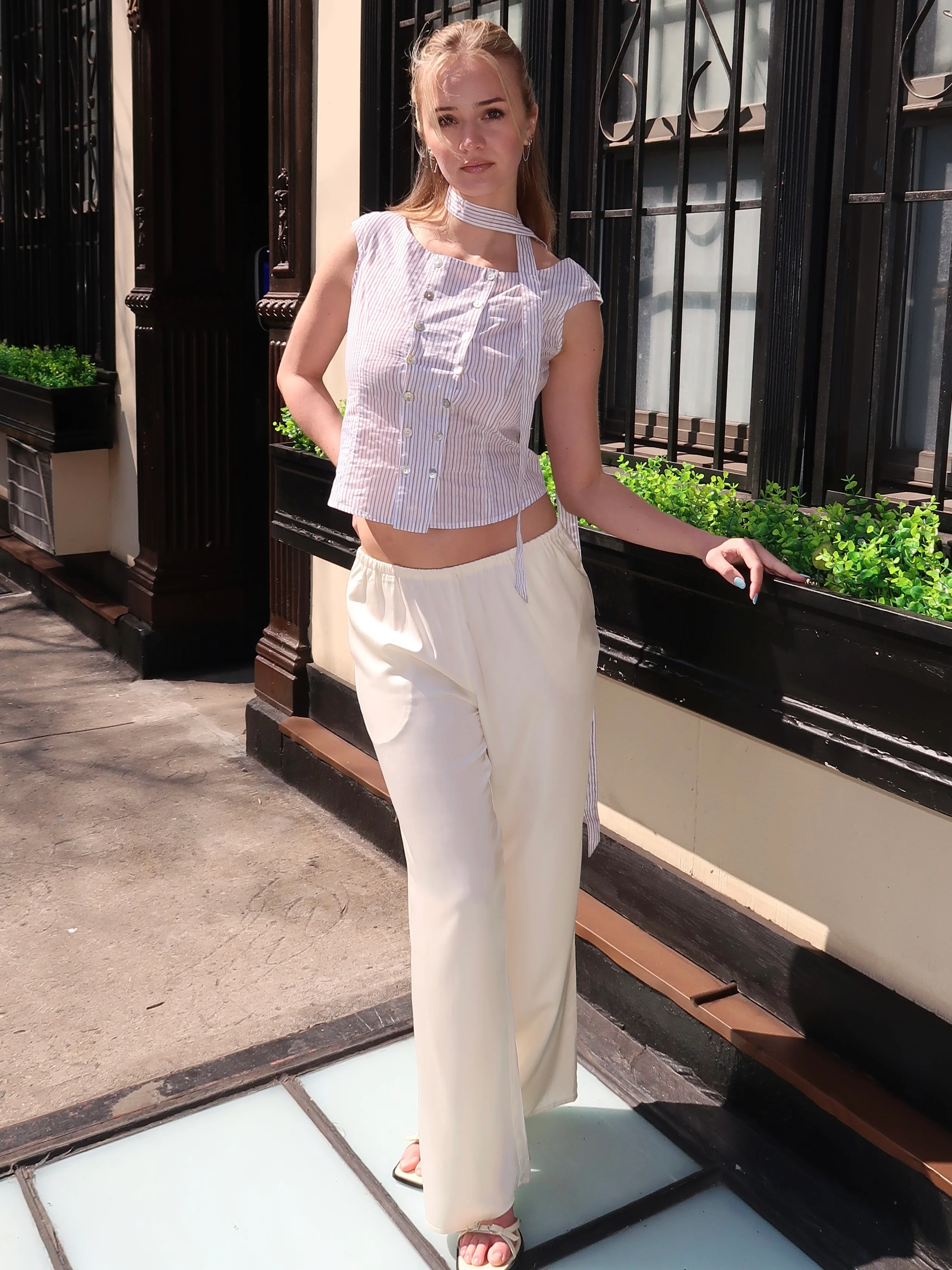 Dunn Silky Pants in Cream - Image 4