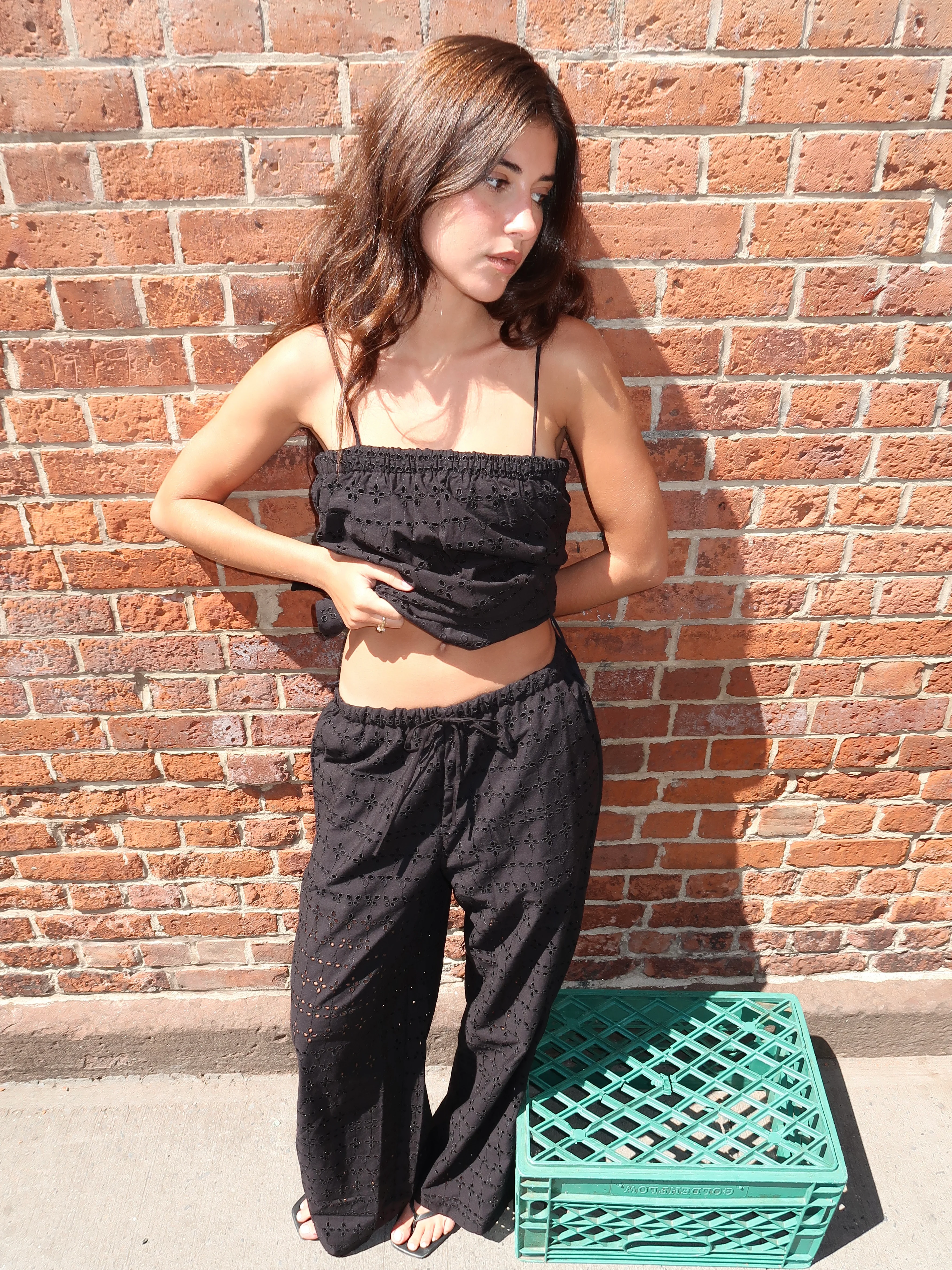 Ella Pant in Agnes Borderie Anglaise Black - Image 4