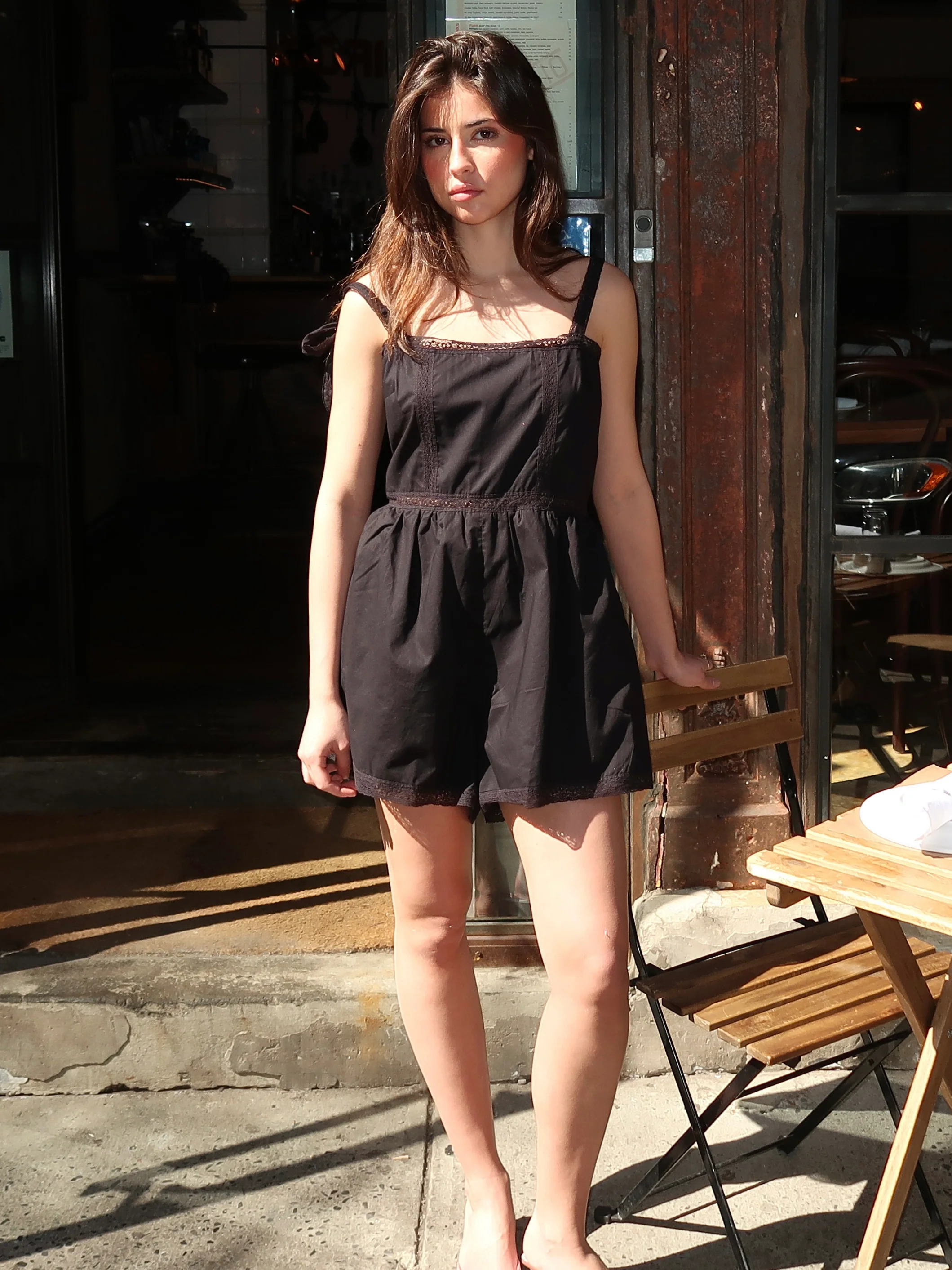Emilia Playsuit in Fresco Lace Black - Image 4