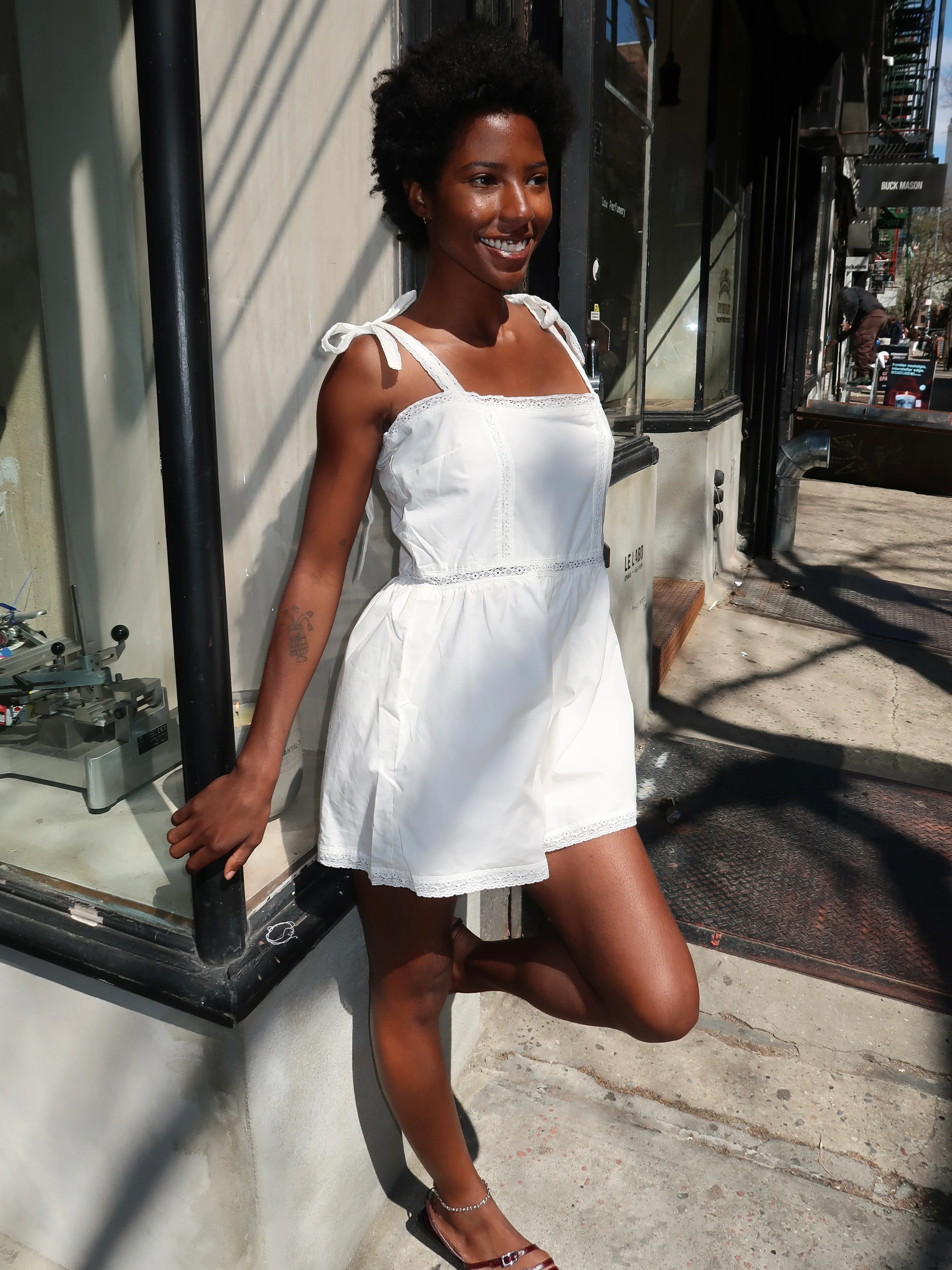 Emilia Playsuit in Fresco Lace White - Image 2