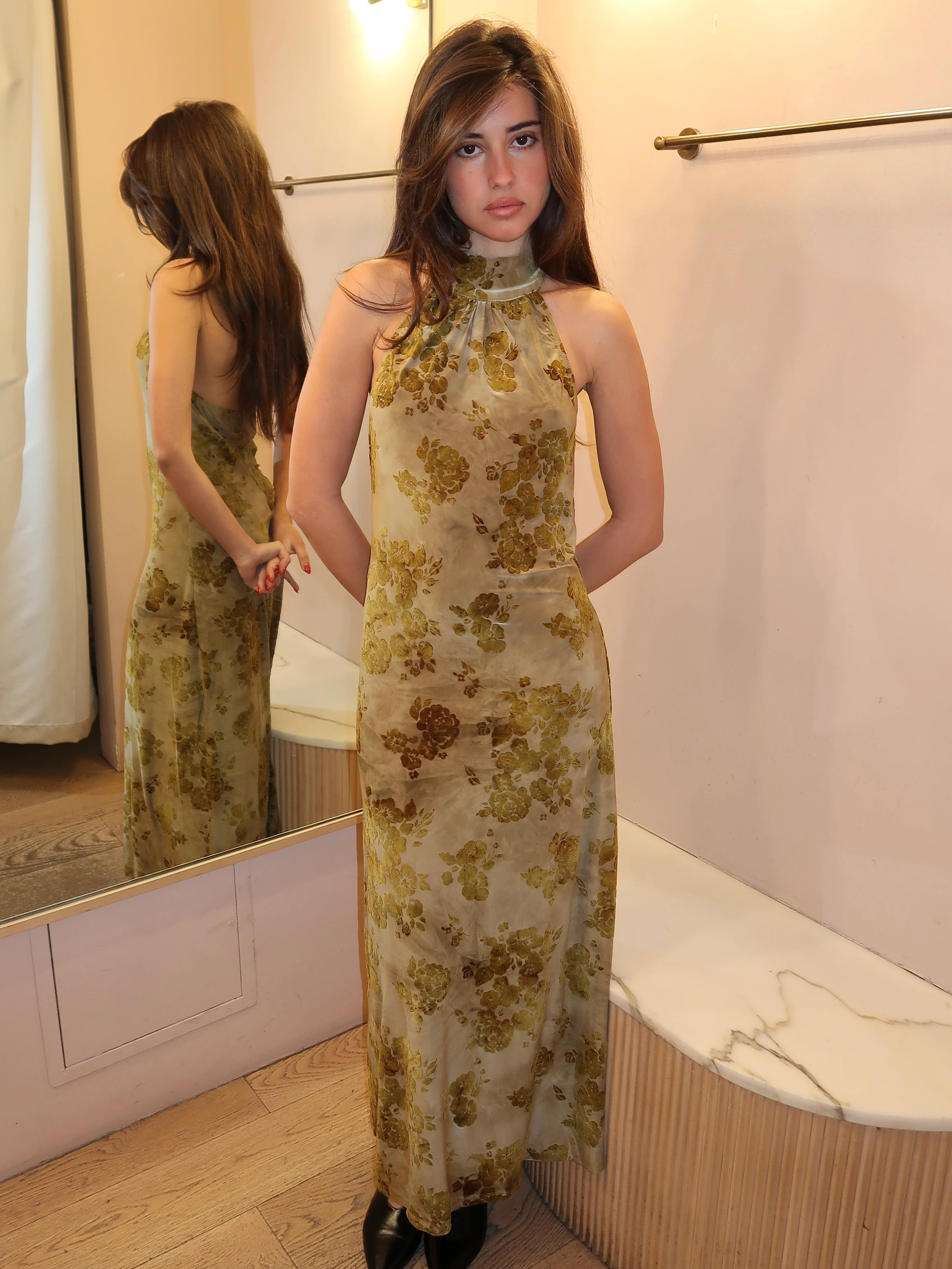 Emily Maxi Dress in Olive Burnout - Image 4