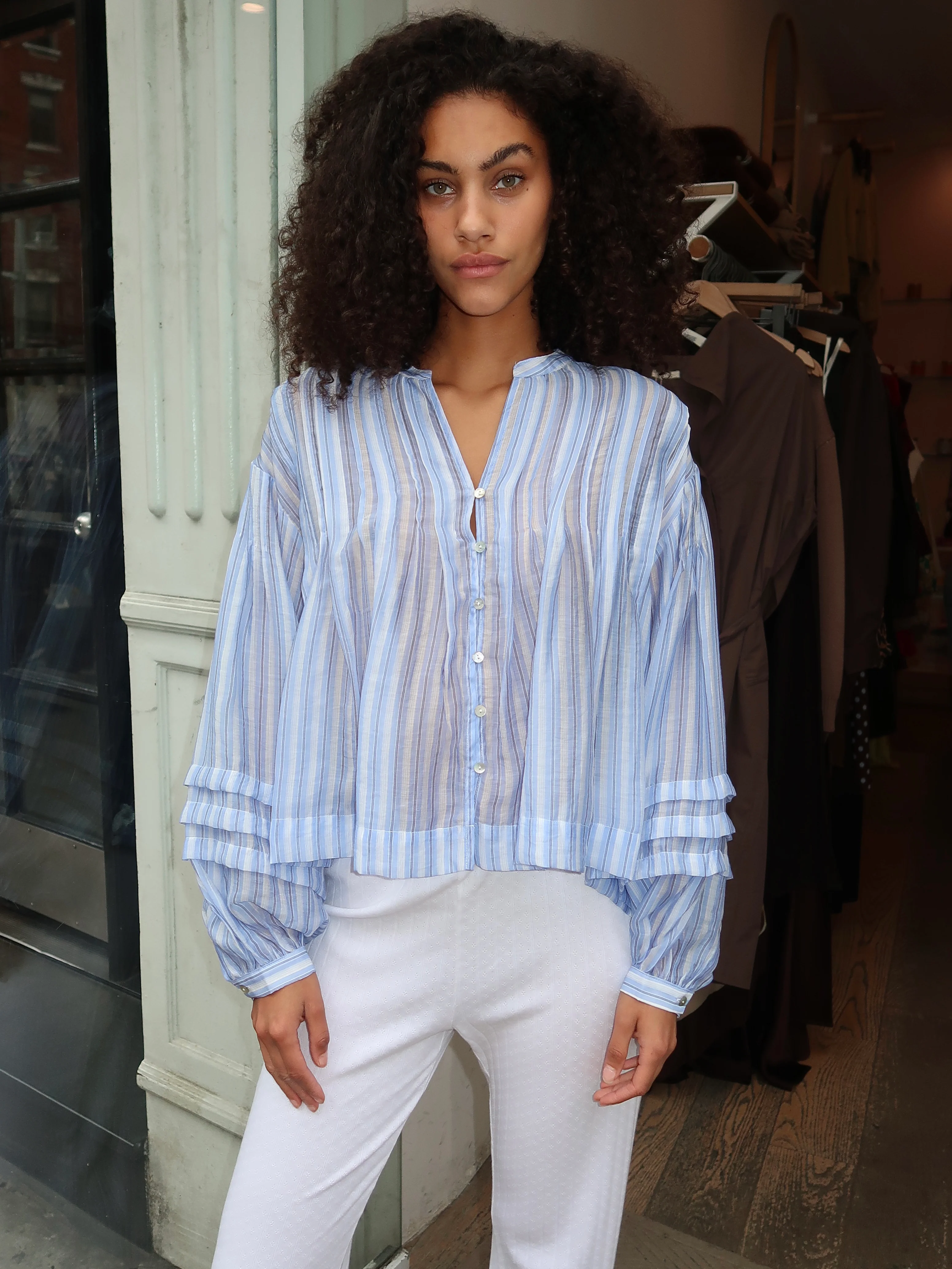 Ericka Top in Blue Stripe