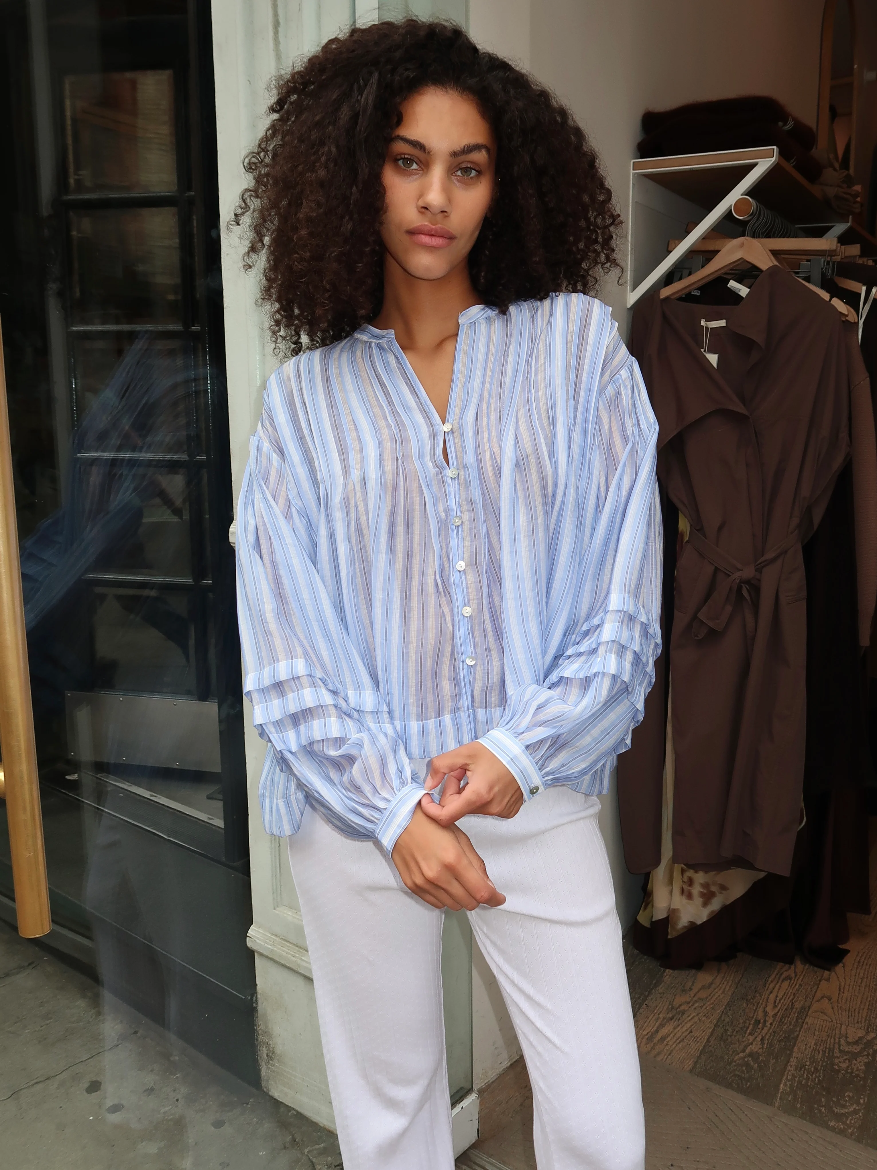 Ericka Top in Blue Stripe - Image 2
