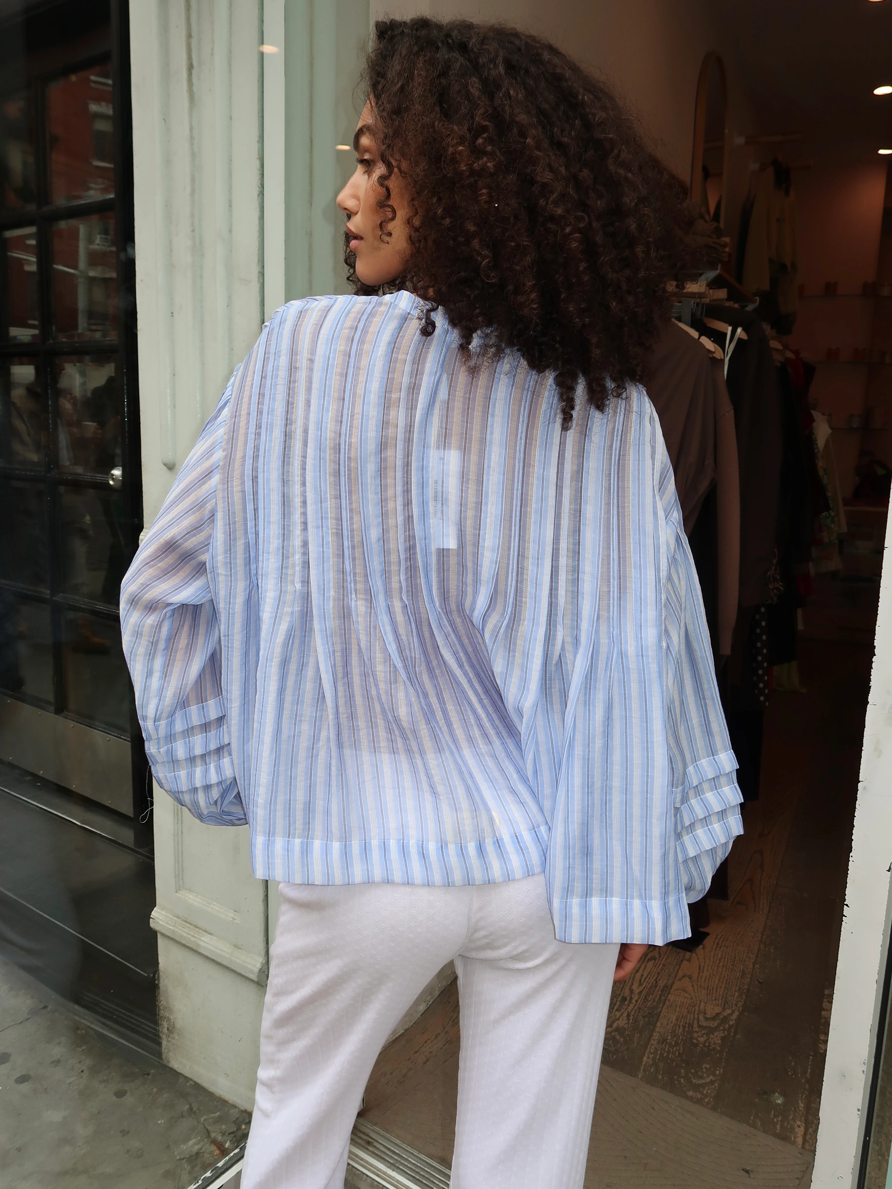 Ericka Top in Blue Stripe - Image 3