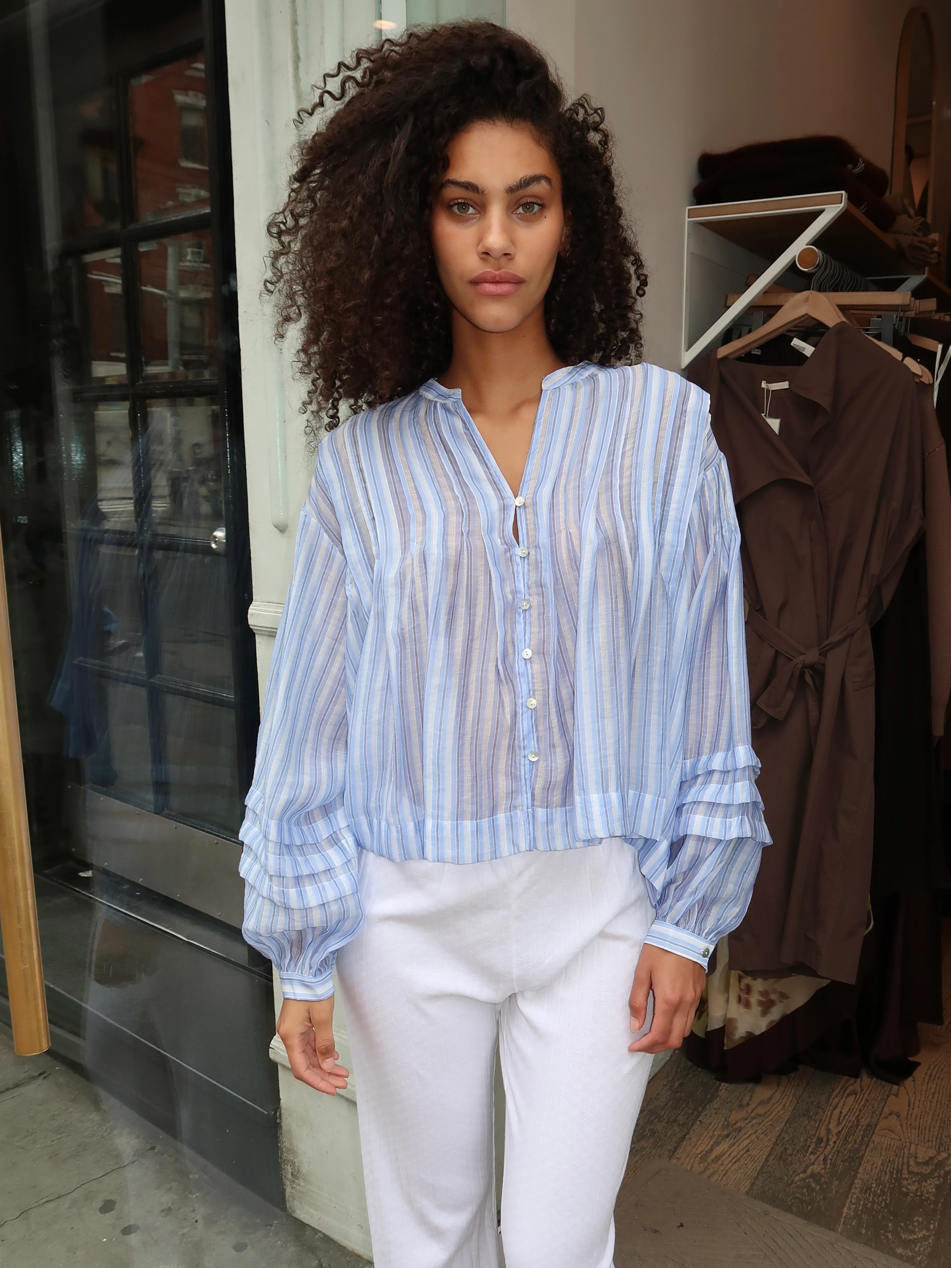 Ericka Top in Blue Stripe - Image 4