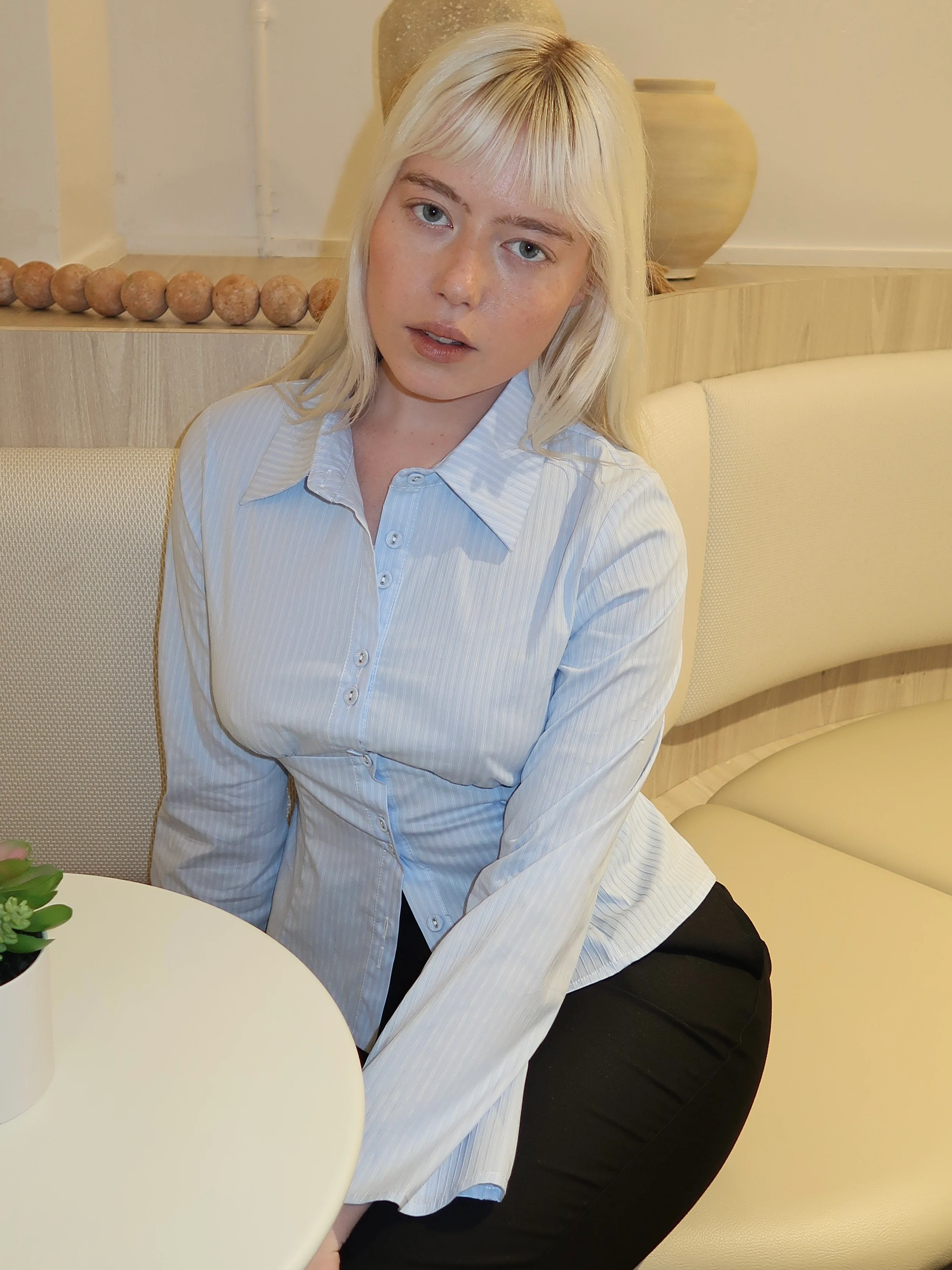 Erika Button Up Shirt in Blue - Image 2