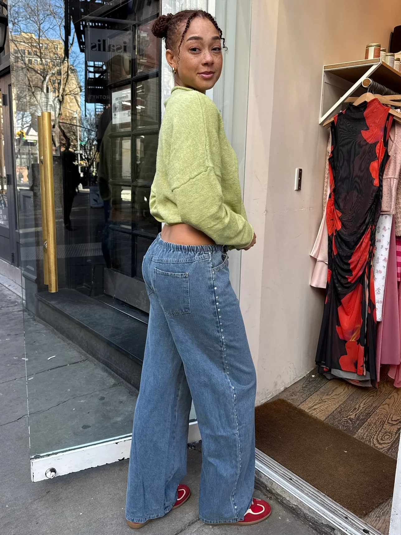 Fillmore Denim Studded Pants in Blue Wash - Image 3