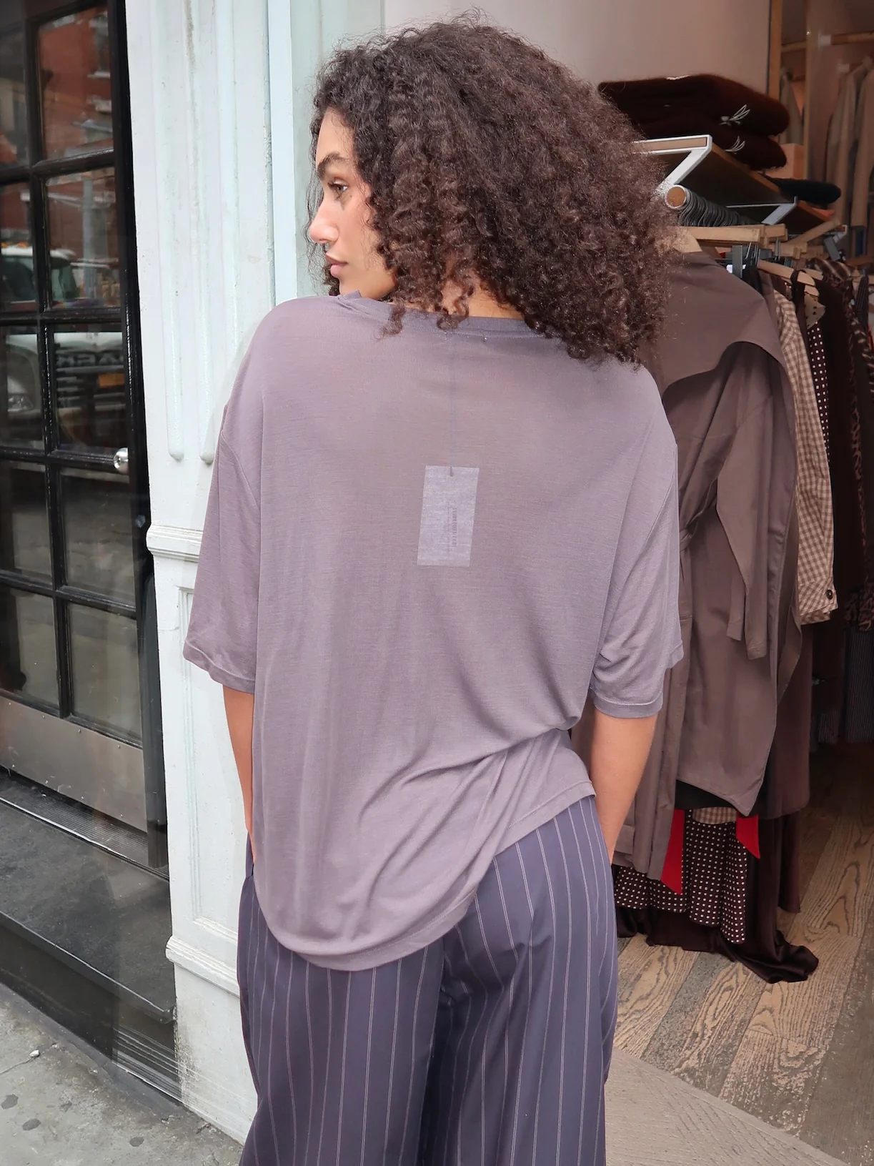 Fine Jersey Relaxed Tee in Soot - Image 3