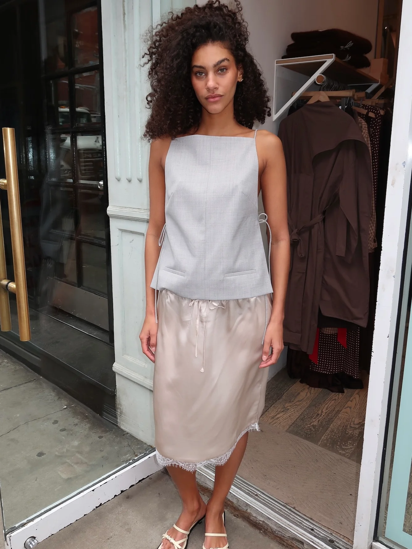Fine Lace Skirt in Stone - Image 4