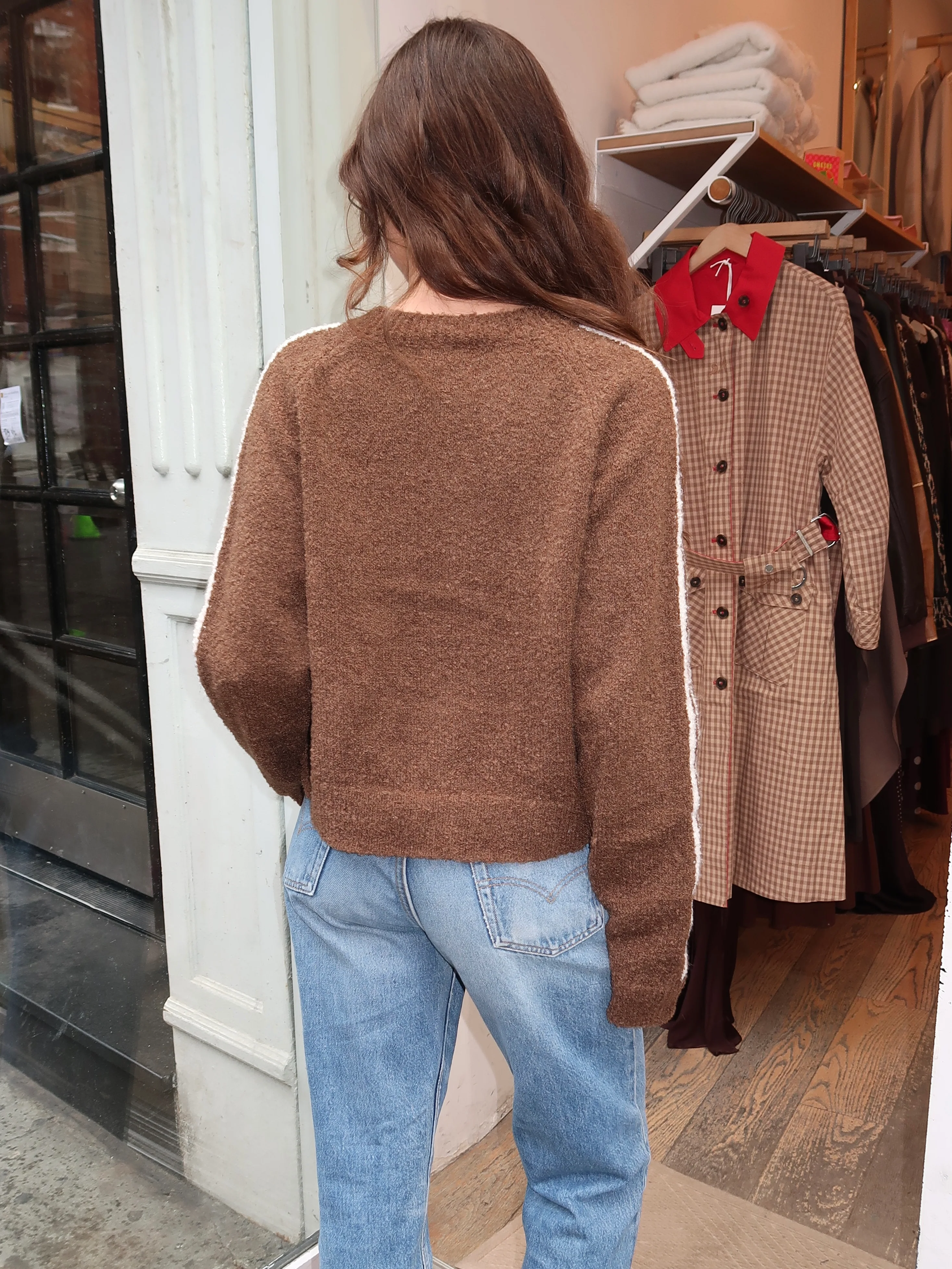 Finley Knit Zip Up Jacket in Brown - Image 3