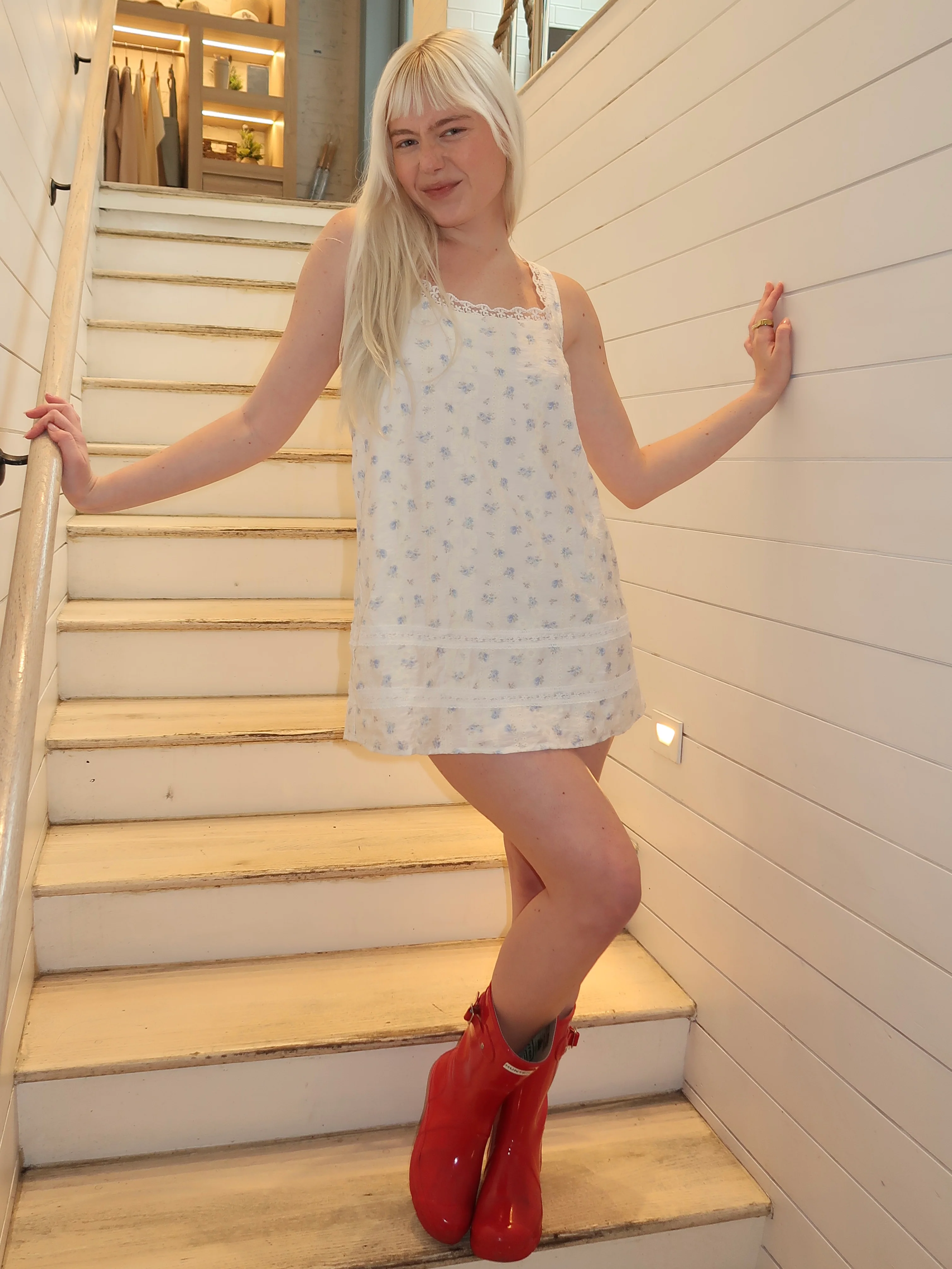 Finrow Mini Dress in Blue Floral - Image 2