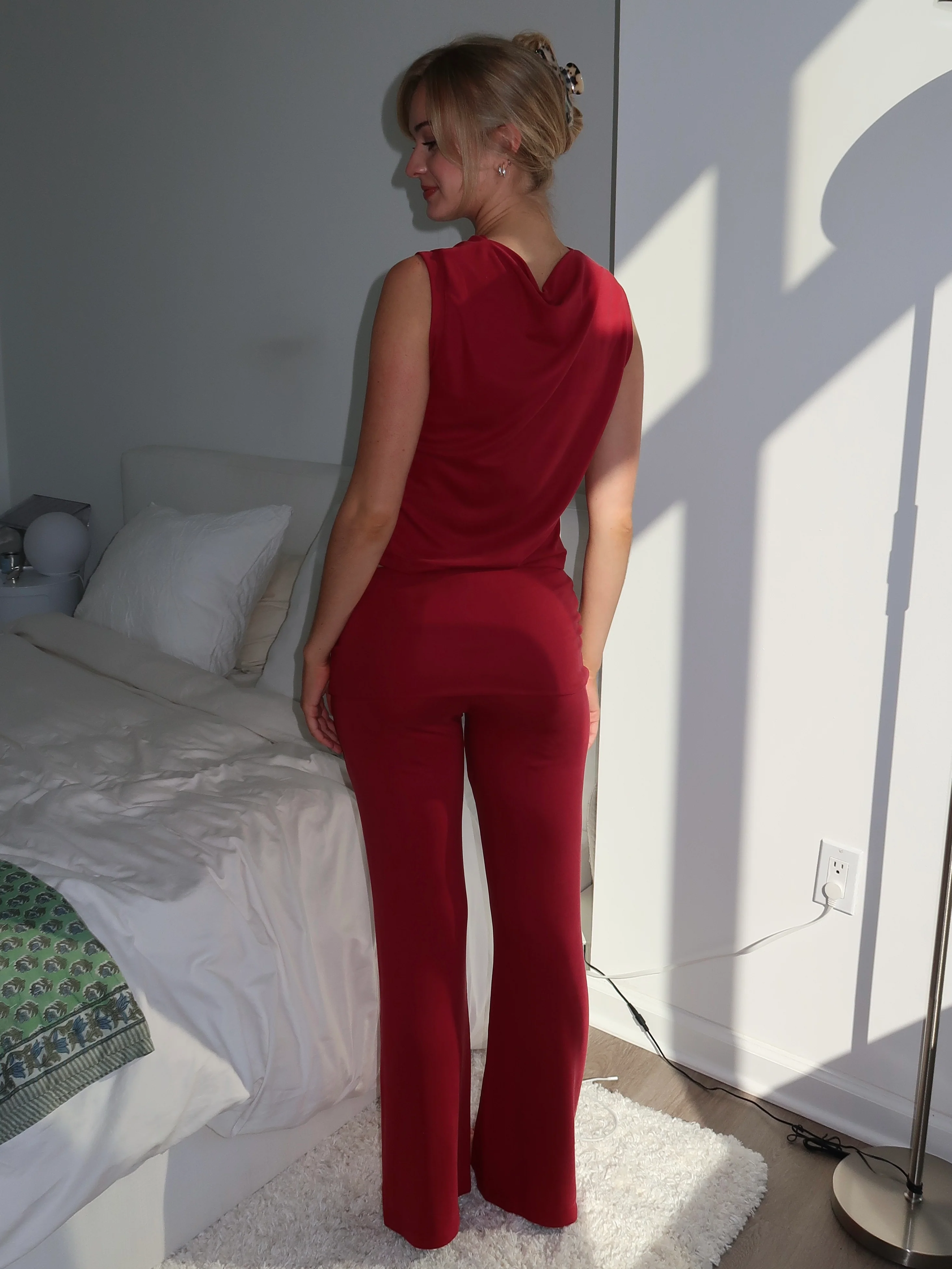 Foldover Pants in Raspberry - Image 3