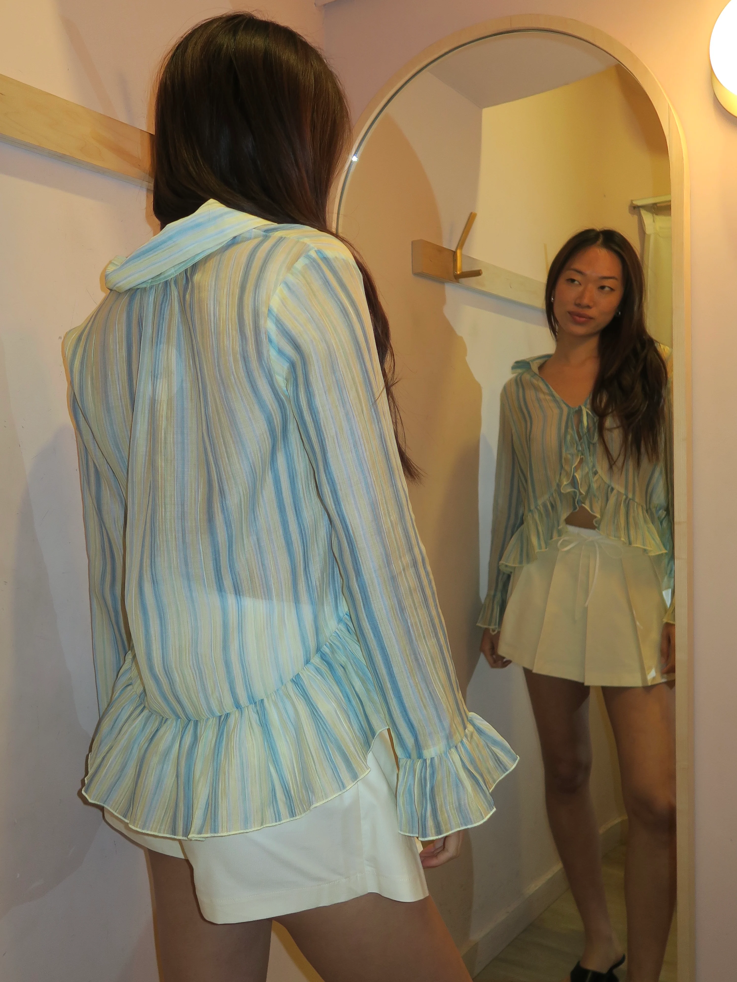 Francis Ruffle Top in Blue Multi - Image 3