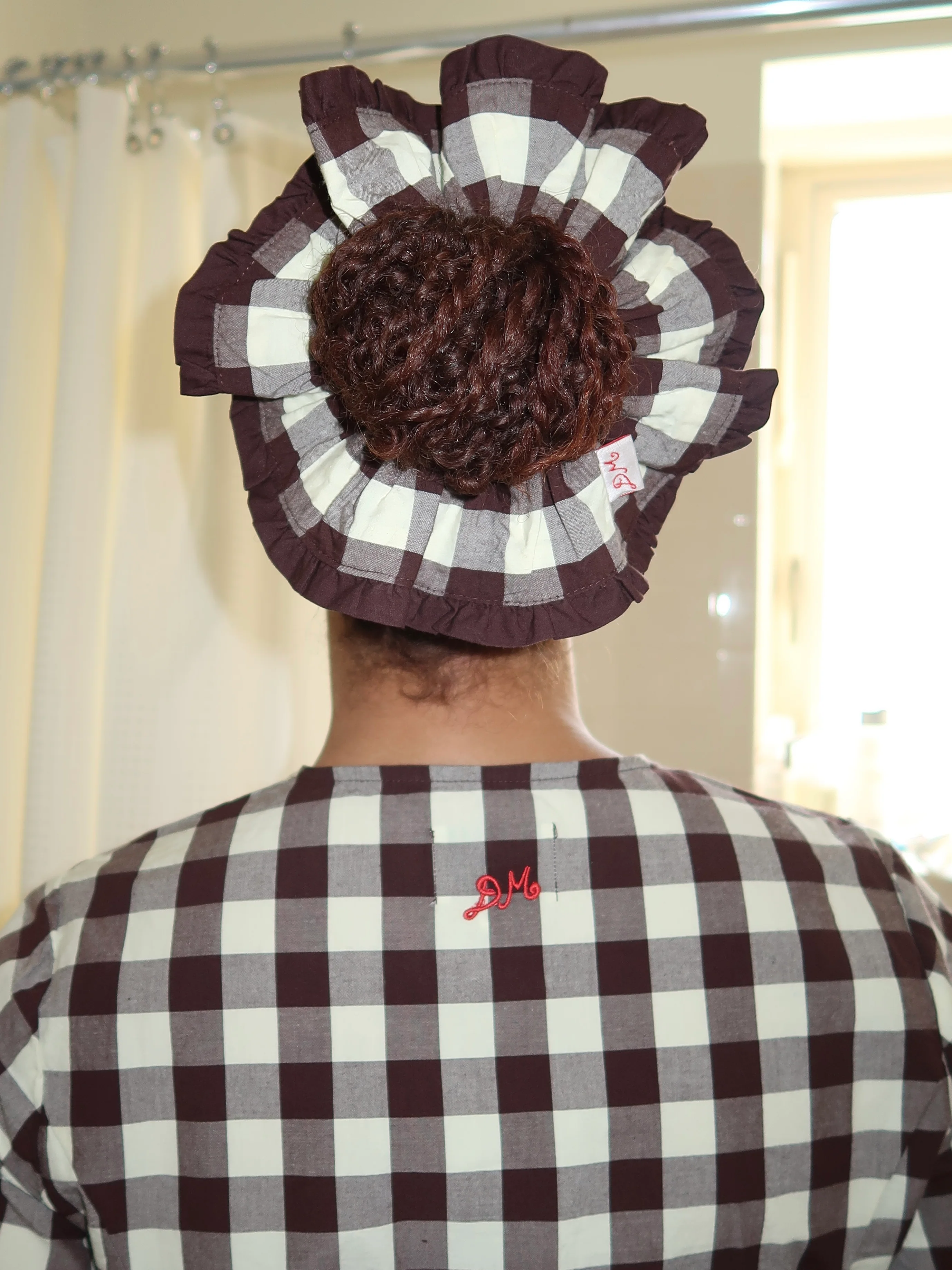 Frill Edge Scrunchie in Butter Gingham - Image 3