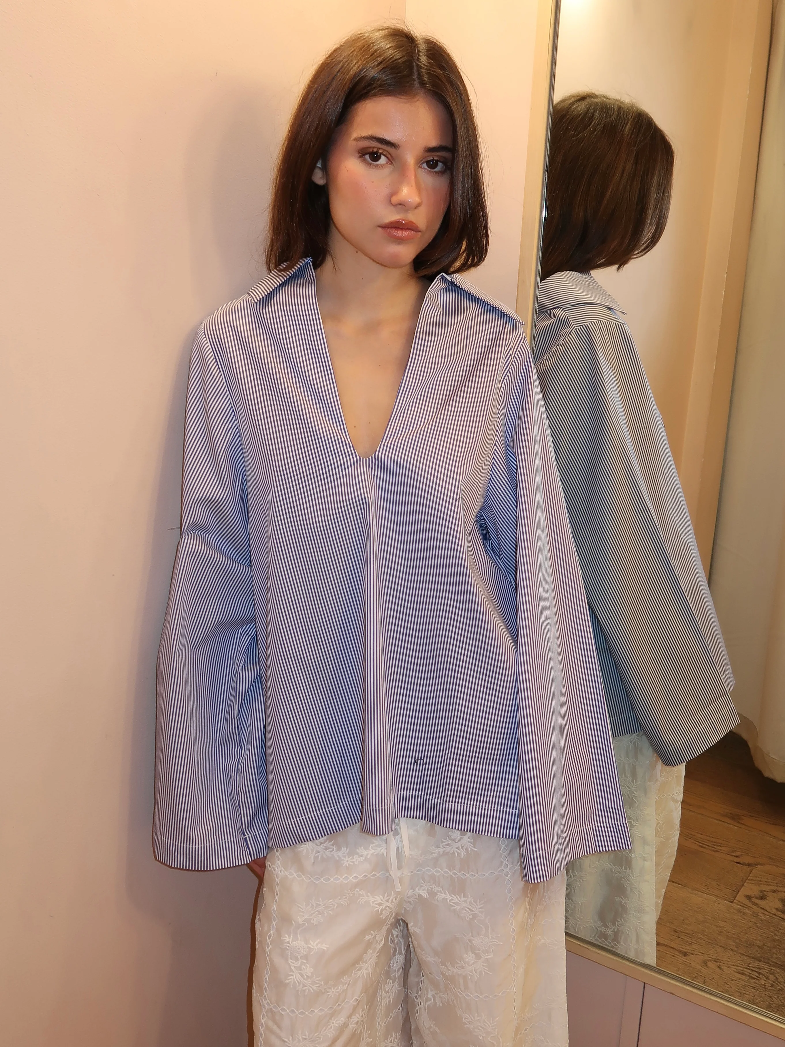 Gaia Top in Helle Stripe Vintage Navy