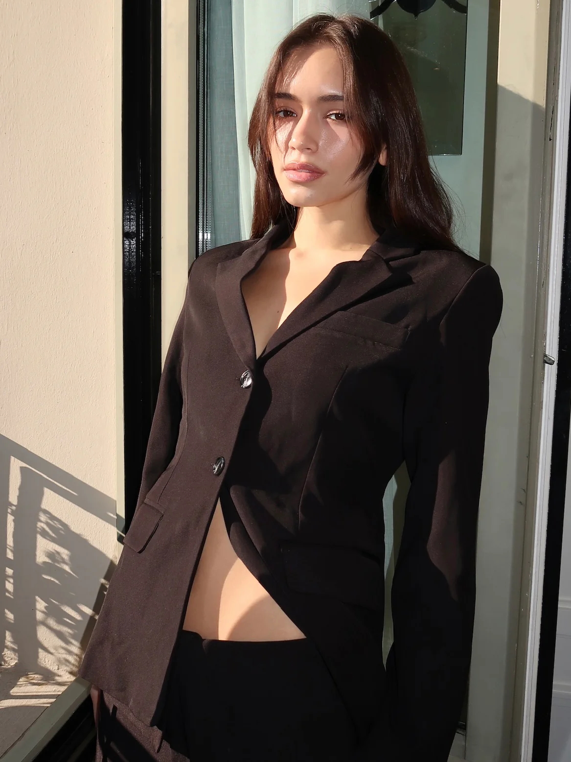 Garcelle Fitted Waist Jacket in Black