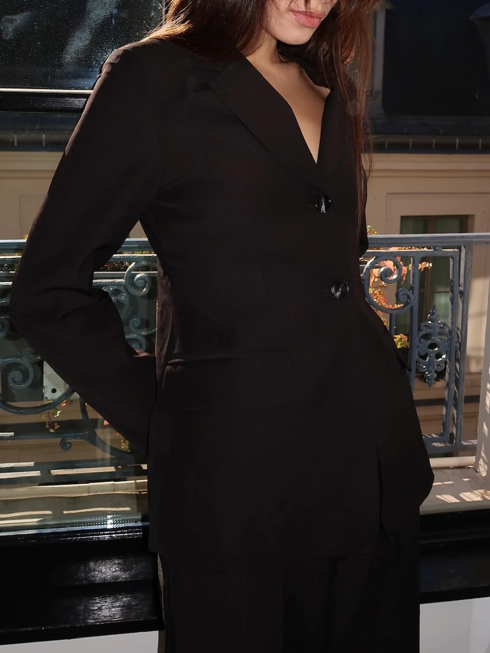 Garcelle Fitted Waist Jacket in Black - Image 2