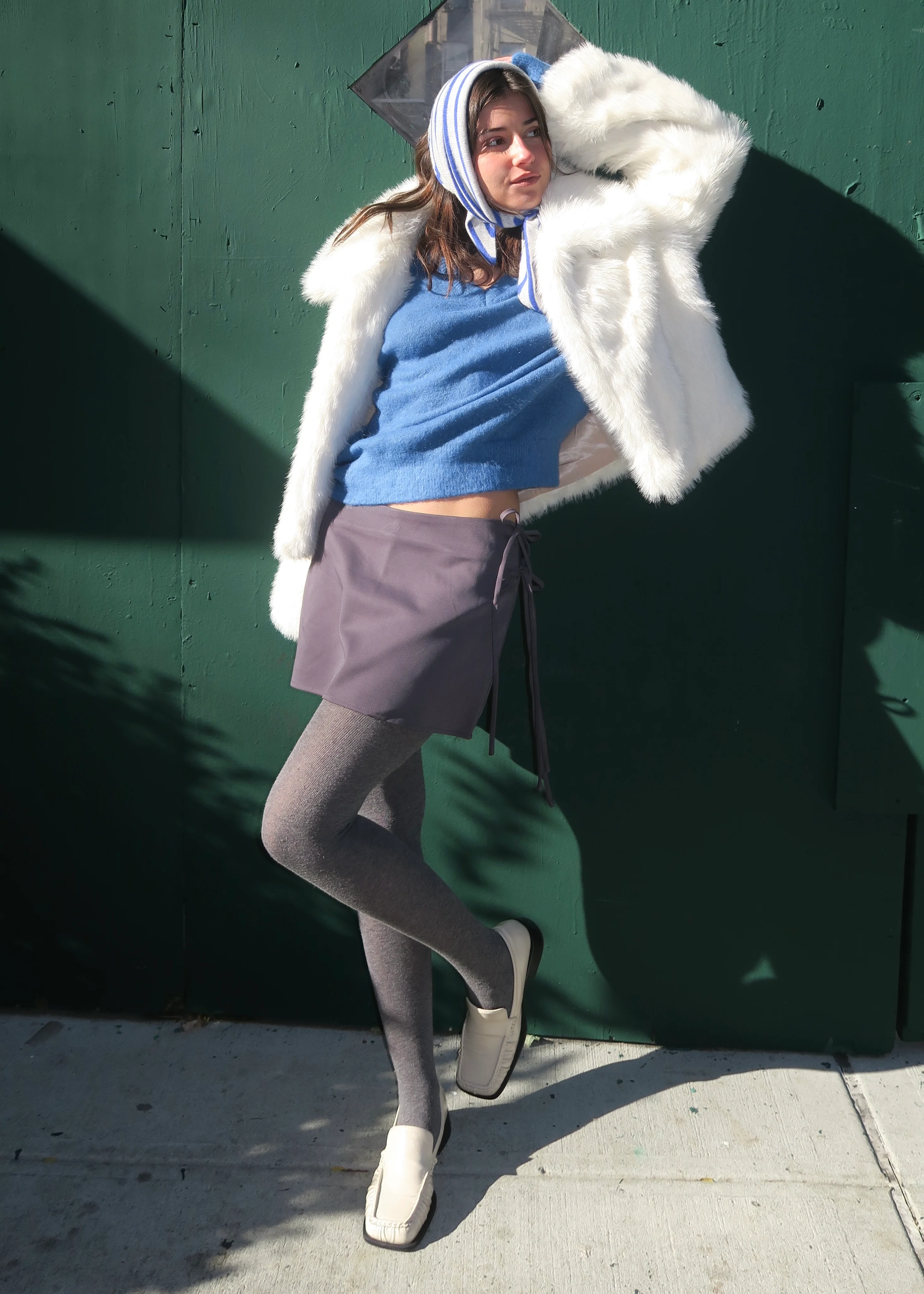 Grimes Ribbon Mini Skirt in Charcoal - Image 2