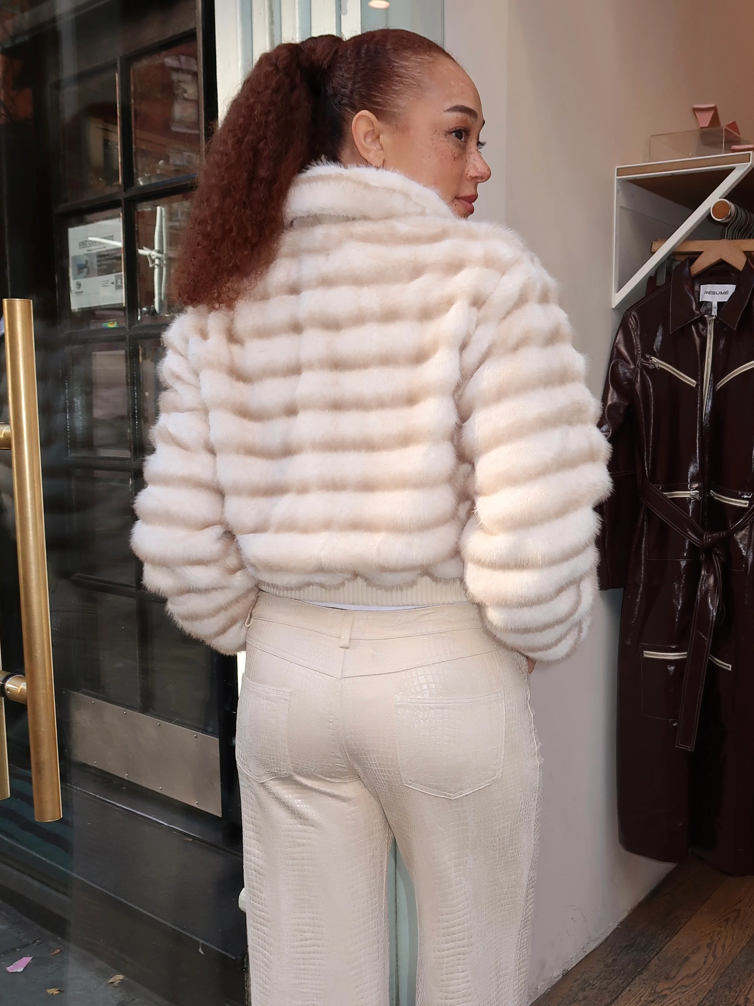 Hadley Fur Jacket in Sand - Image 3