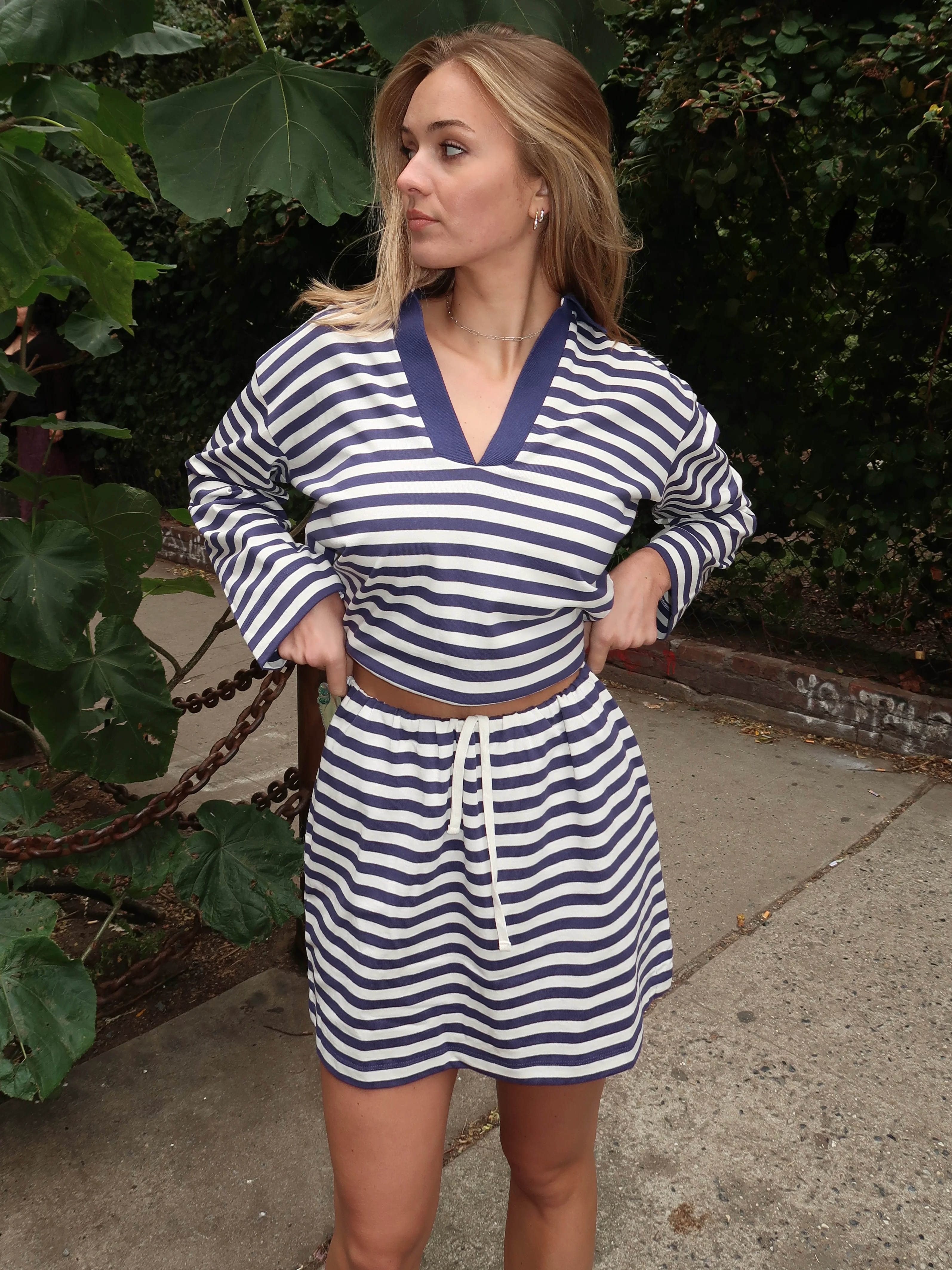 Haisley Skirt in Navy Stripe - Image 4