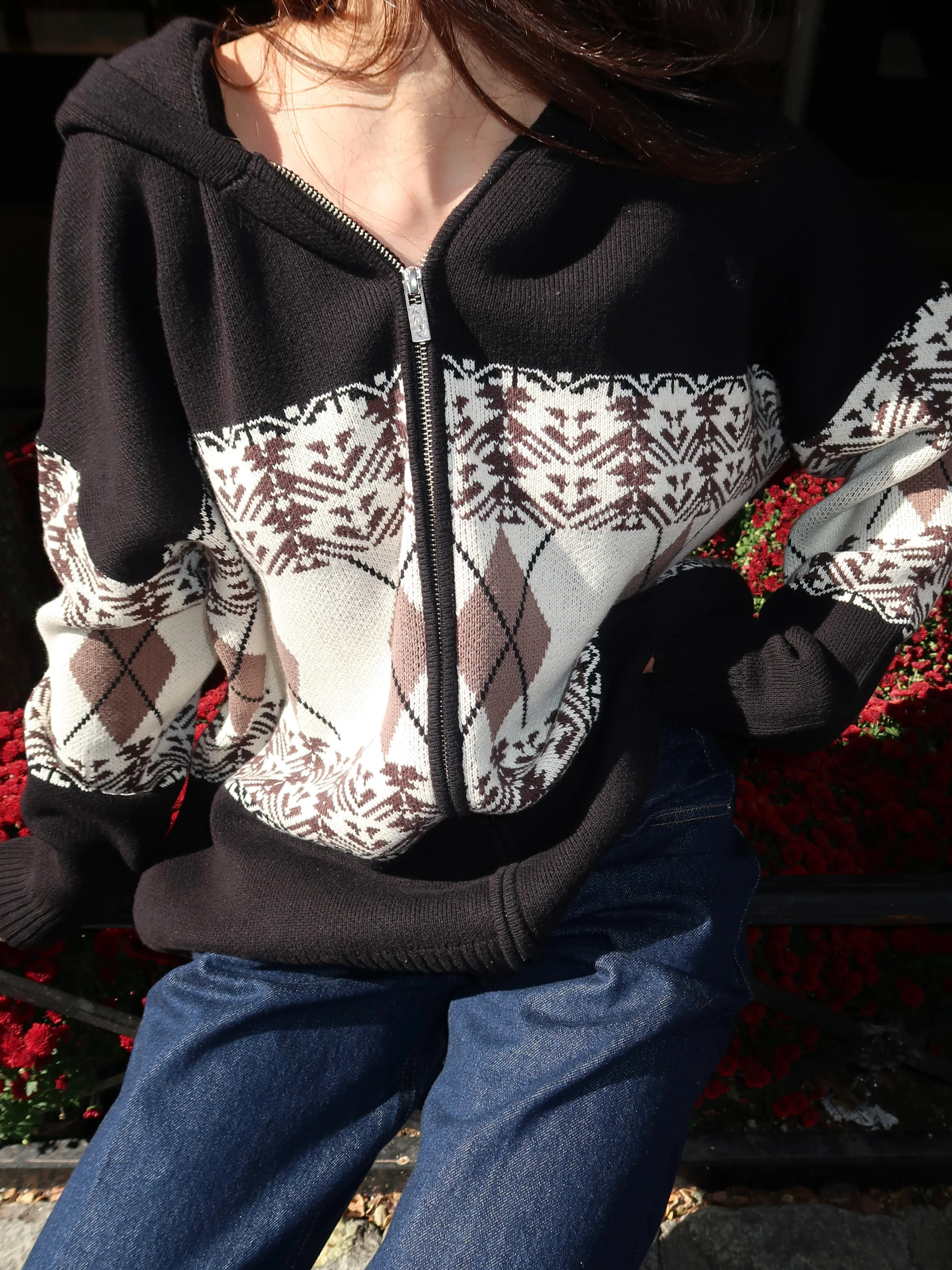 HaydenRS Knit Hoodie in Black - Image 2