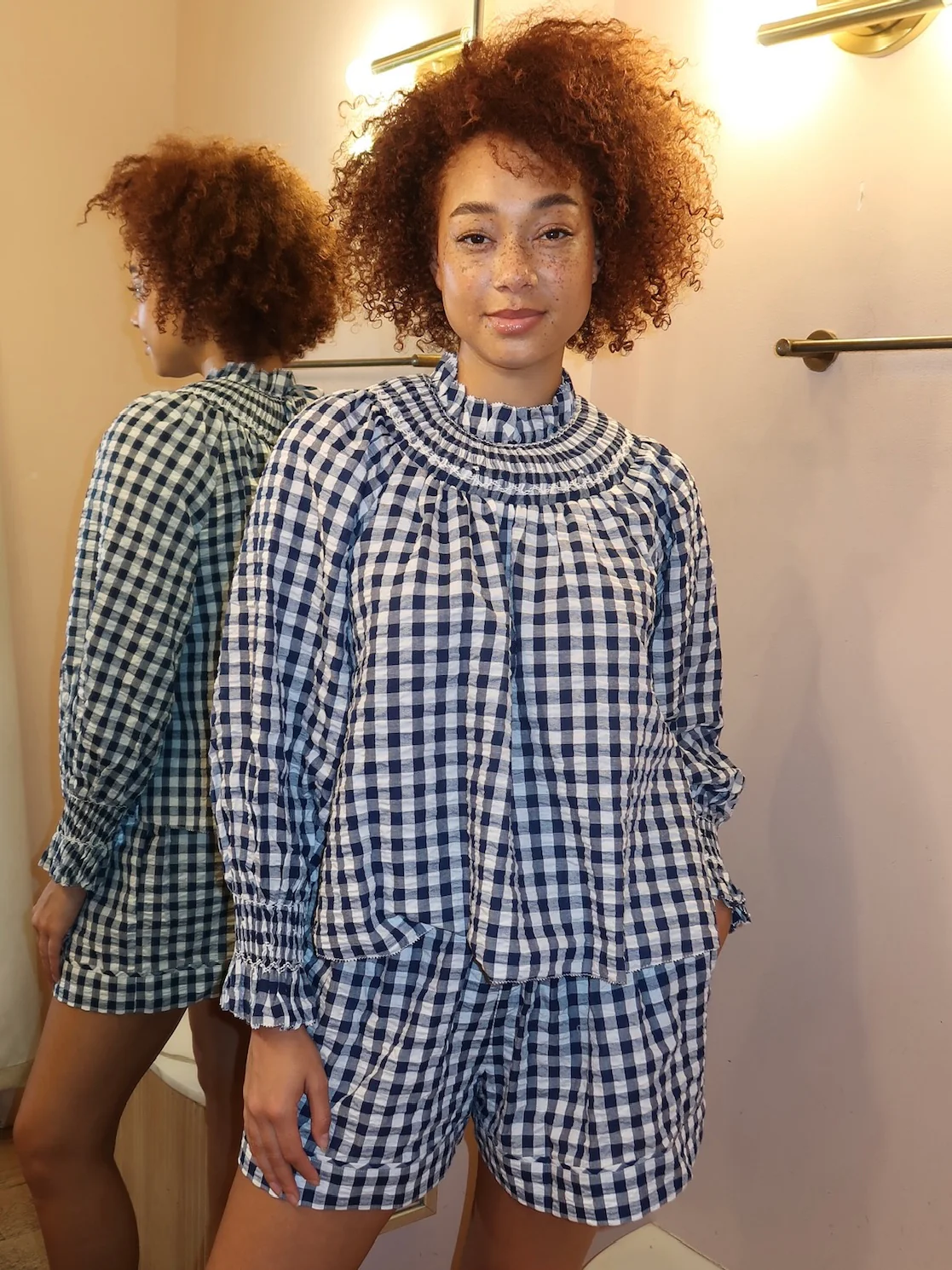 Hayes Blouse in Navy/White - Image 2