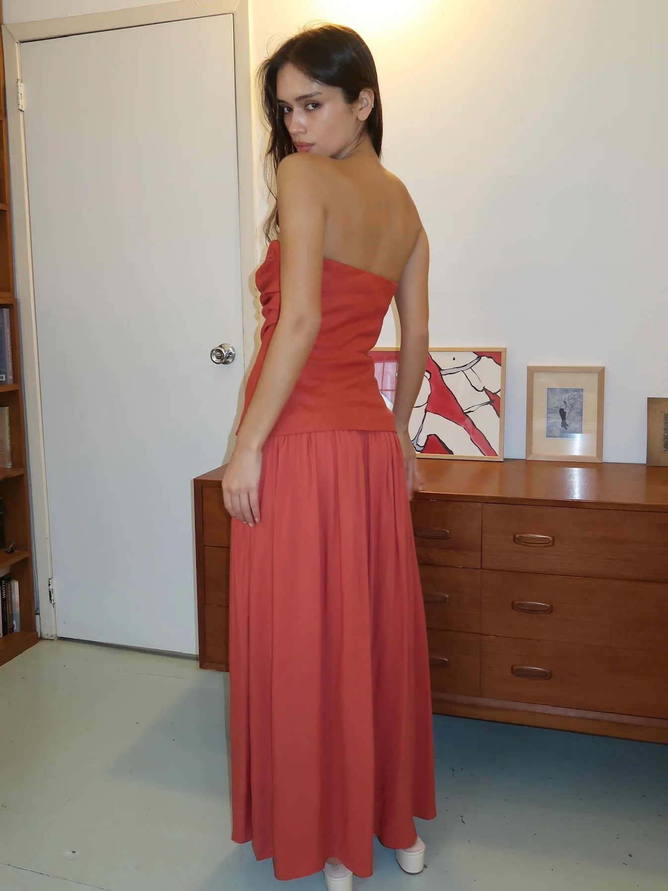 Hedy Maxi Dress in Dusty Tomato - Image 3