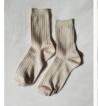 Her Socks in Ivory Gold