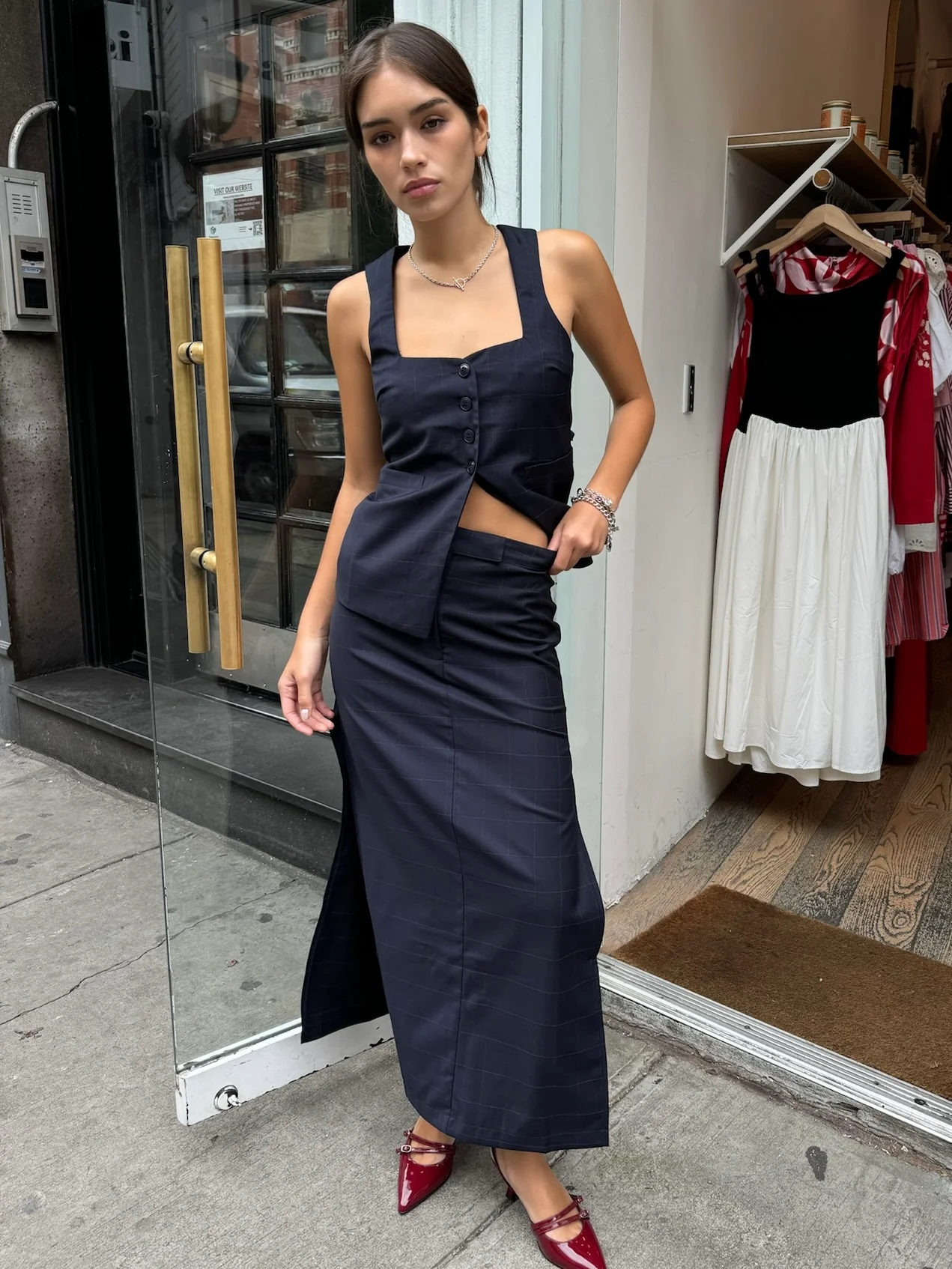 Irving Pencil Skirt in Navy - Image 3