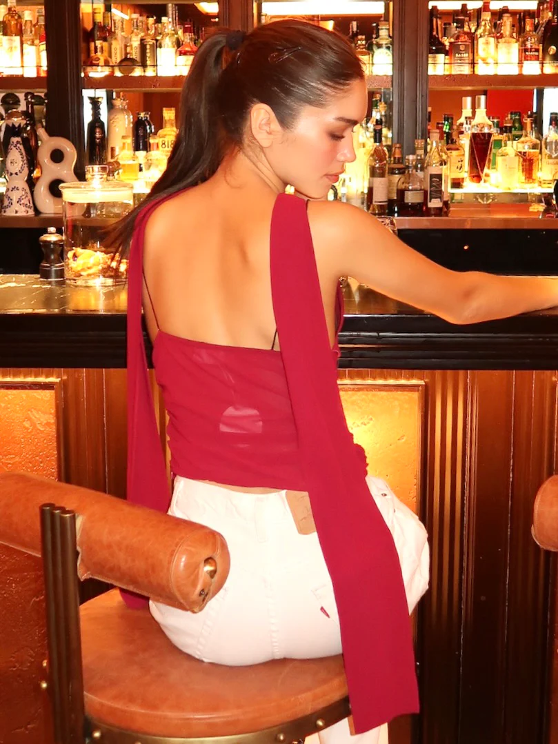Isadora Top & Scarf in Wine - Image 3