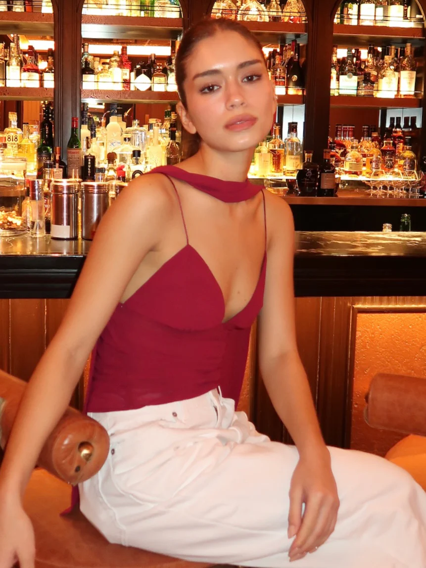 Isadora Top & Scarf in Wine - Image 4
