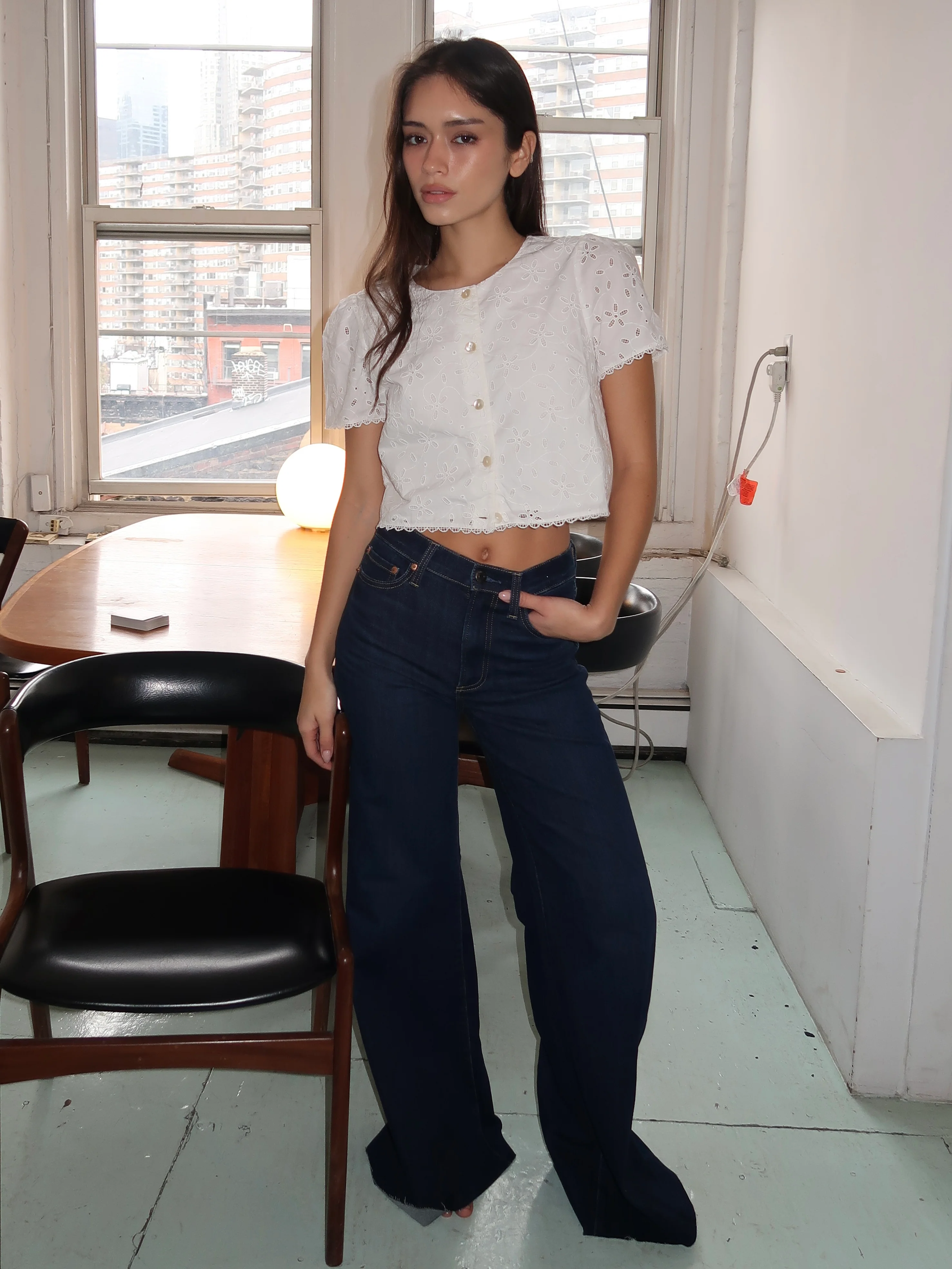 Izzy Mid Rise Wide Leg in Tristesse