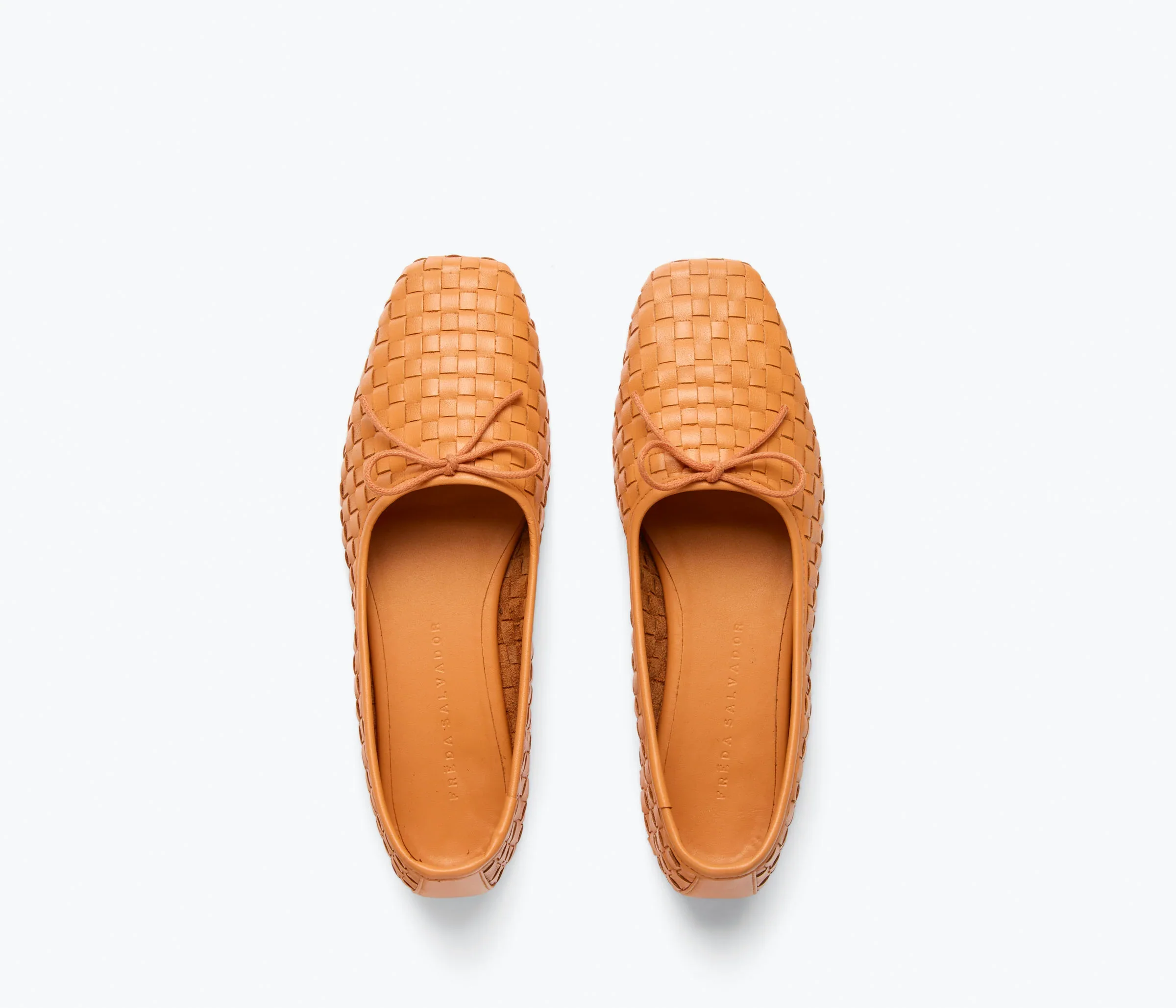 Jada Woven Flats in Tangerine Woven Calf