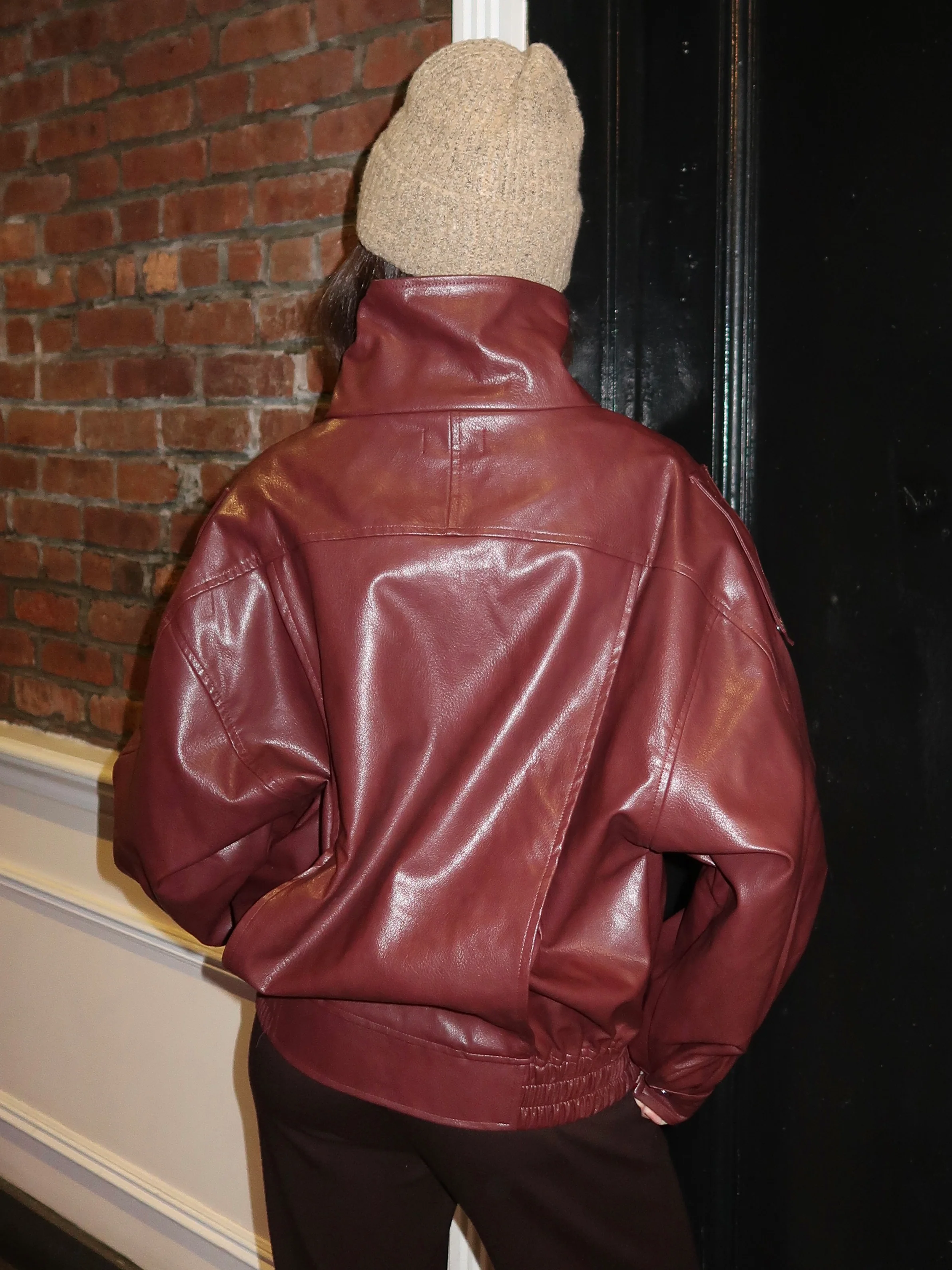 Jaime Bomber Jacket in Burgundy - Image 3