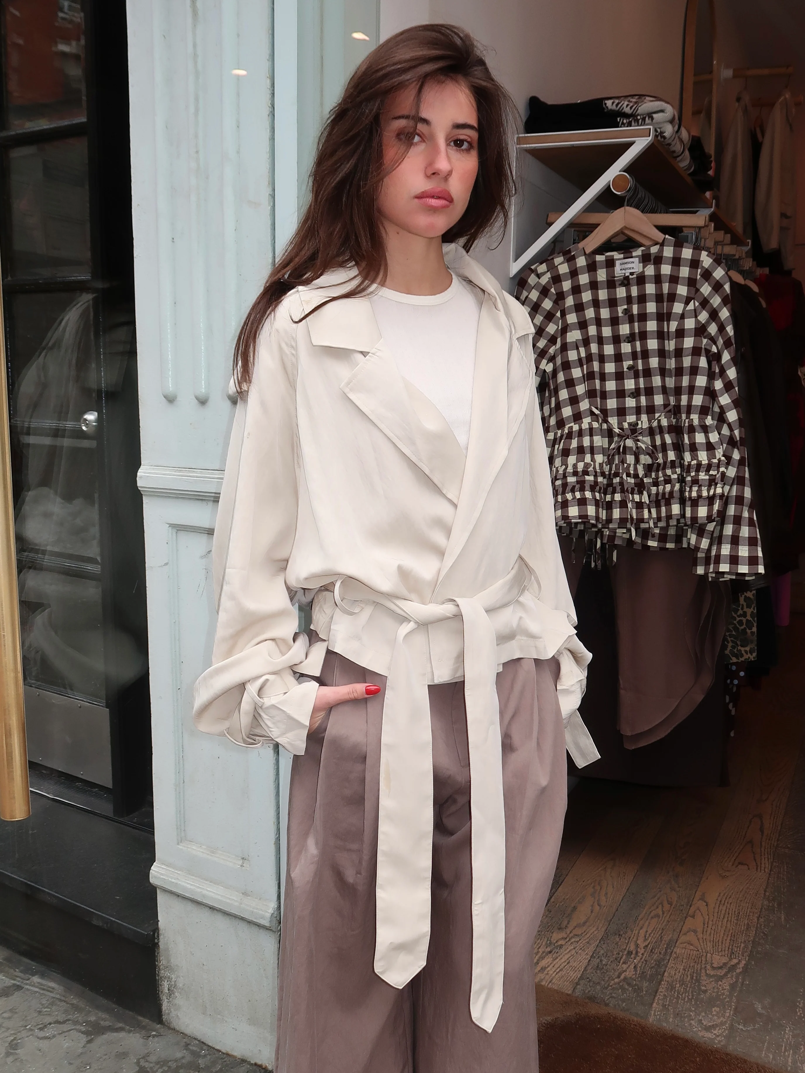 Jass Shirt Trench in Khaki - Image 2