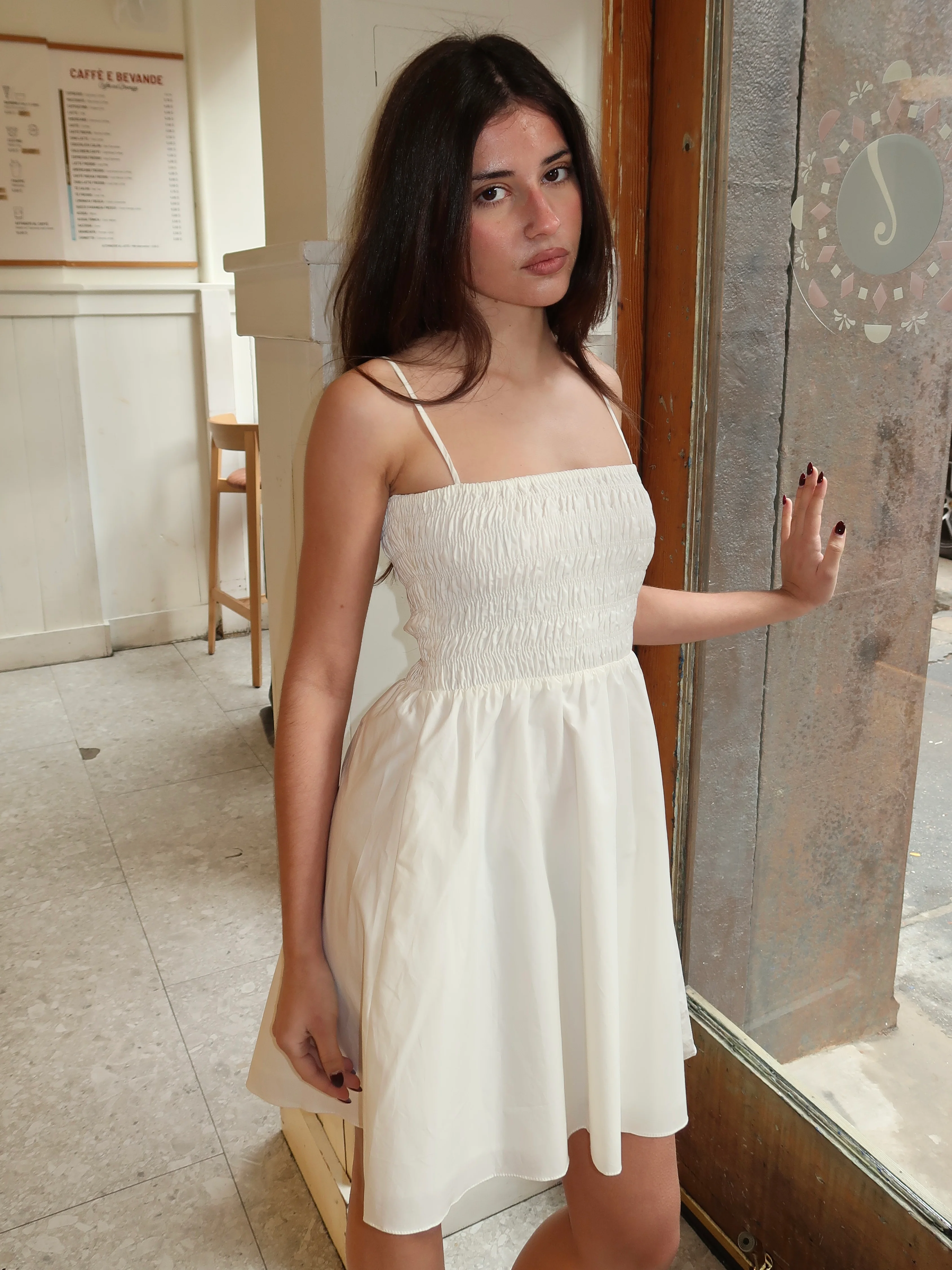 Jean Mini Dress in White - Image 4
