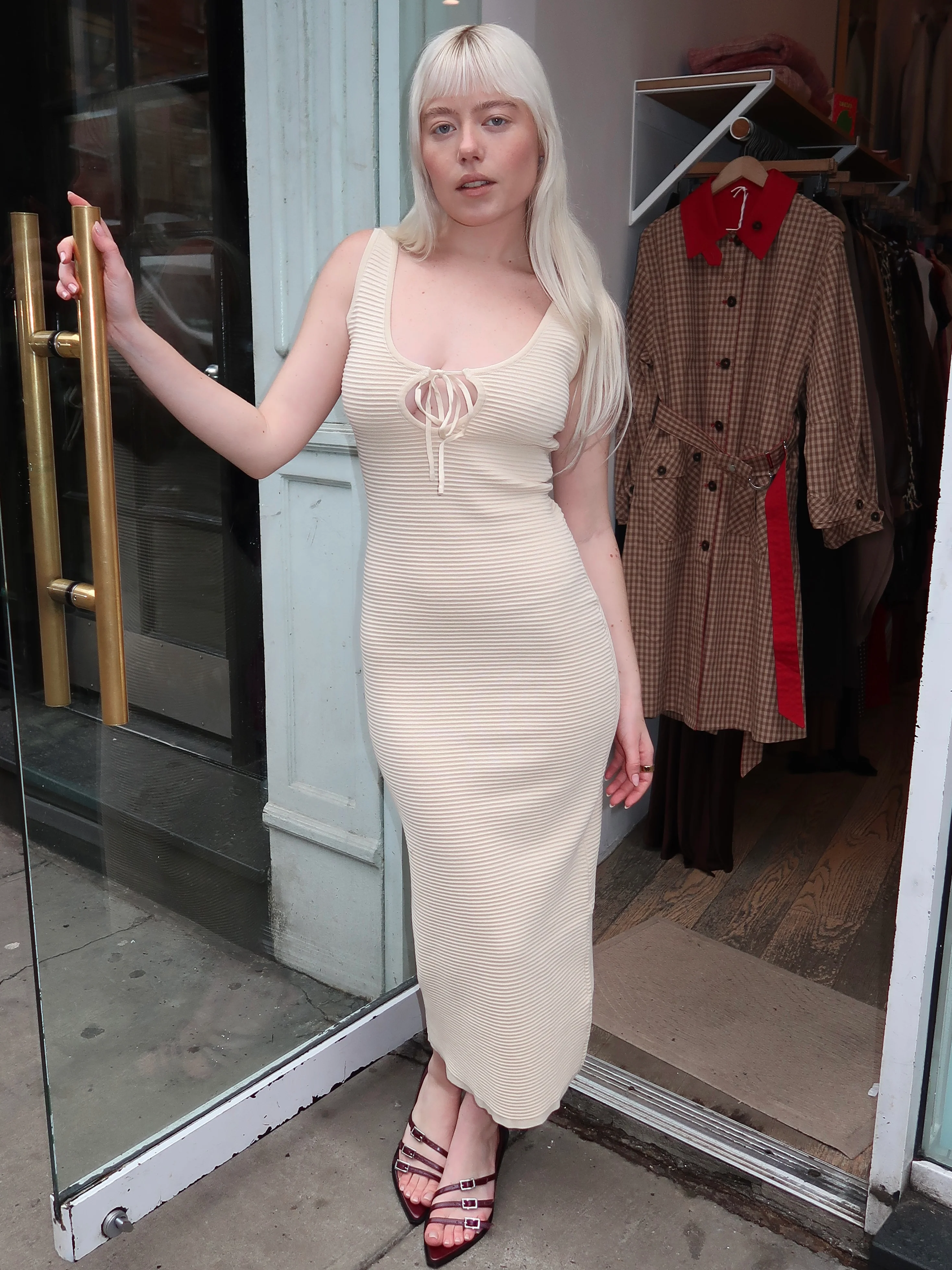 Jenni Knitted Maxi Dress in Ivory